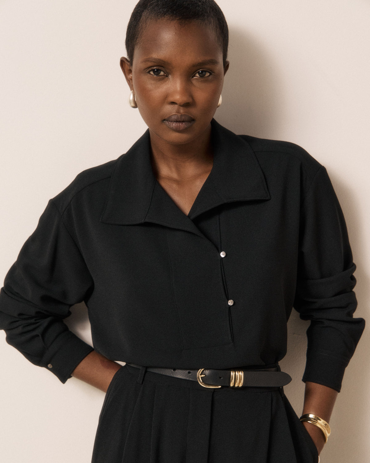 Blouse Femme en Crêpe Noir Camilo