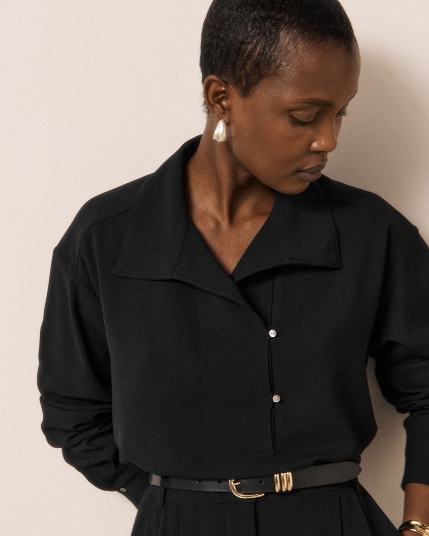 Blouse Femme en Crêpe Noir Camilo