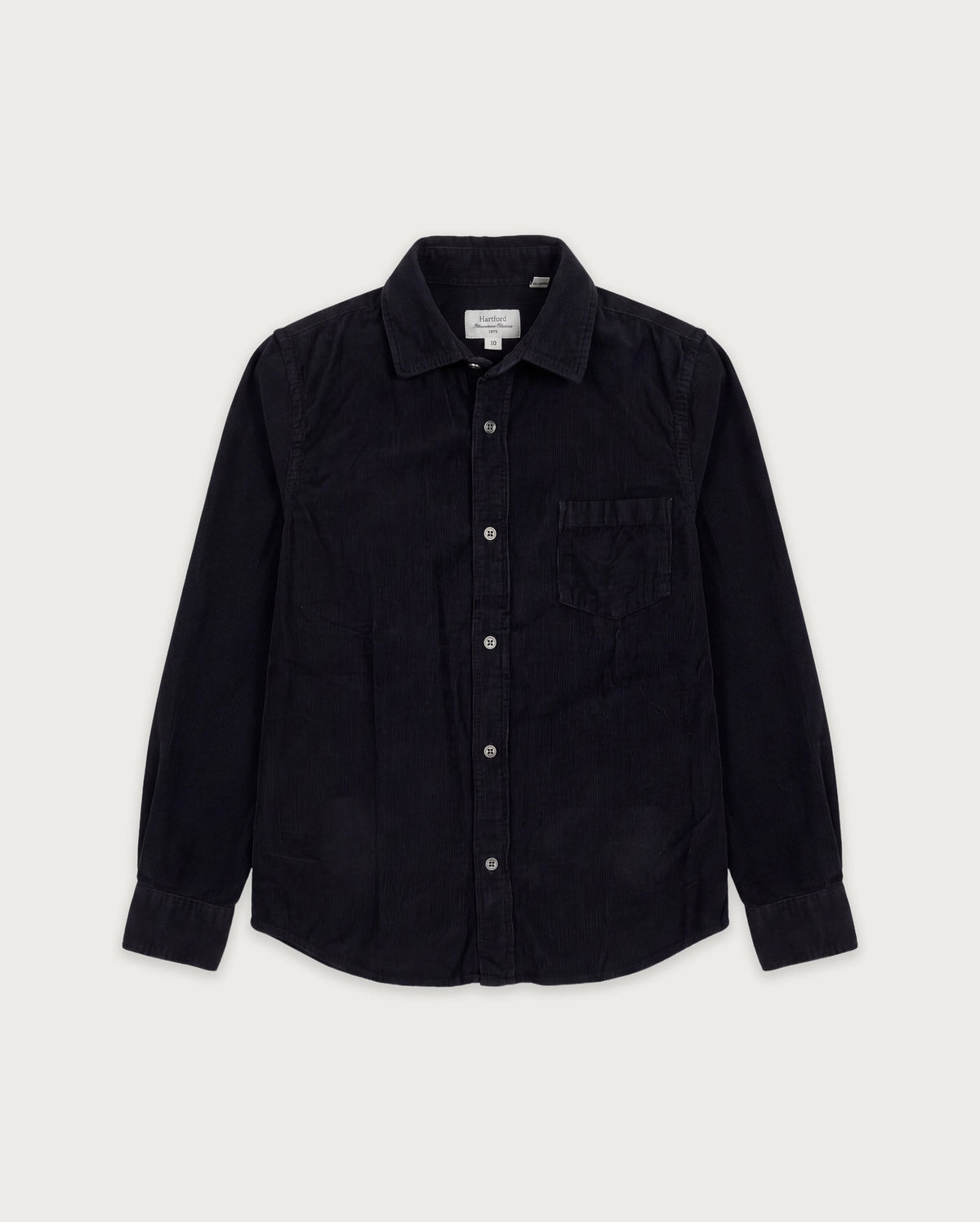Chemise Garçon en Velours Côtelé Fin Bleu Marine Paul