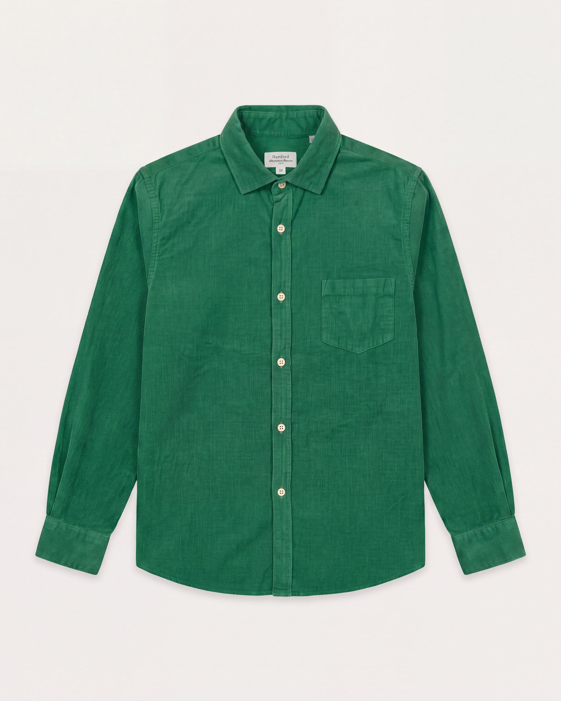 Chemise Garçon en Velours Côtelé Fin Vert Paul