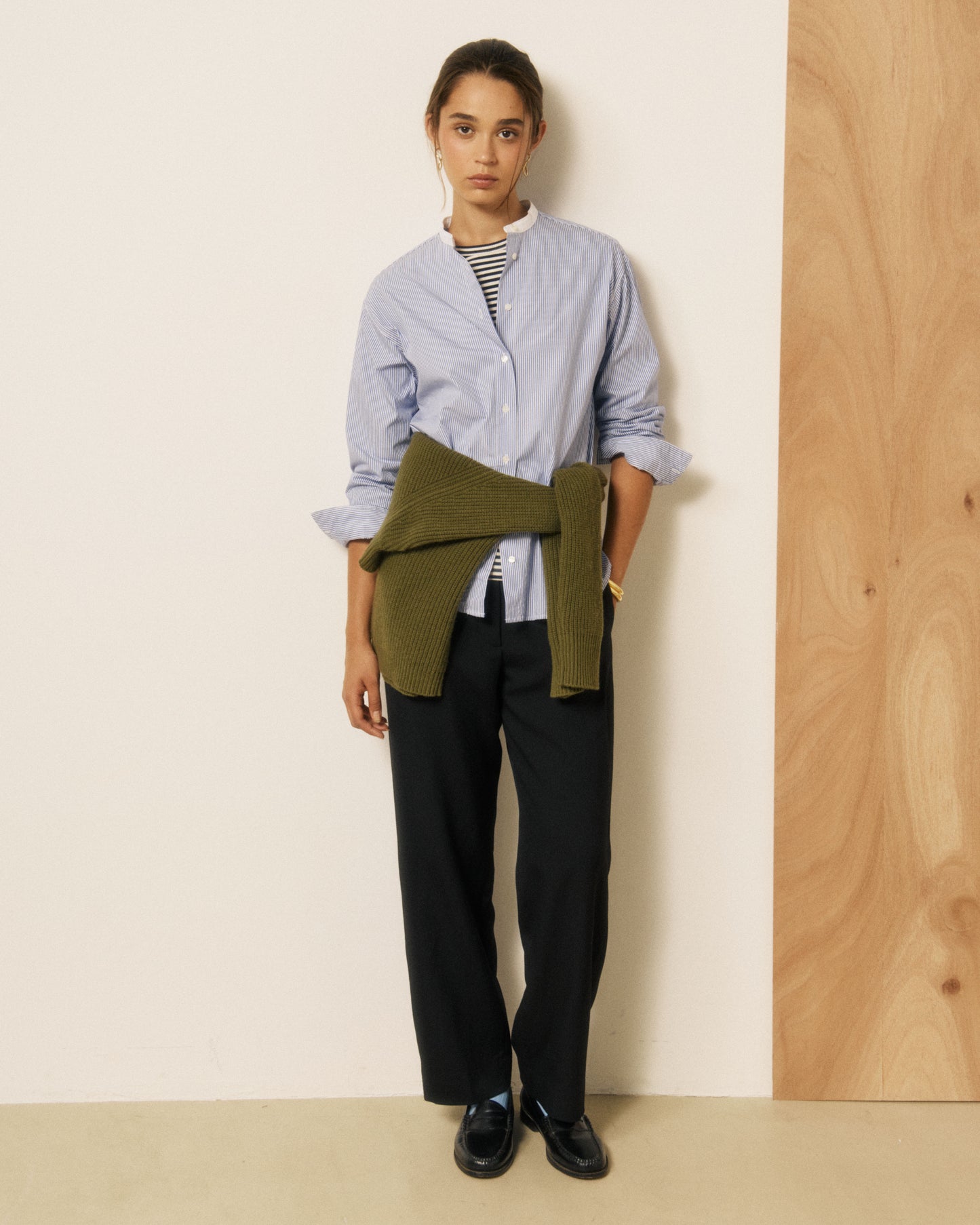 Chemise Femme en Coton à Rayures Bleu Challenge