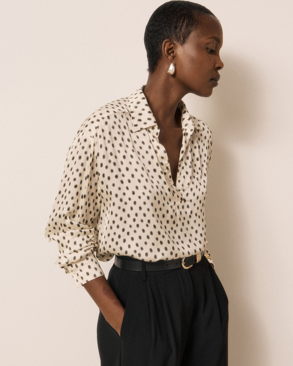 Blouse Femme en Viscose à Pois Blanc & Noir Chorus - Image 3