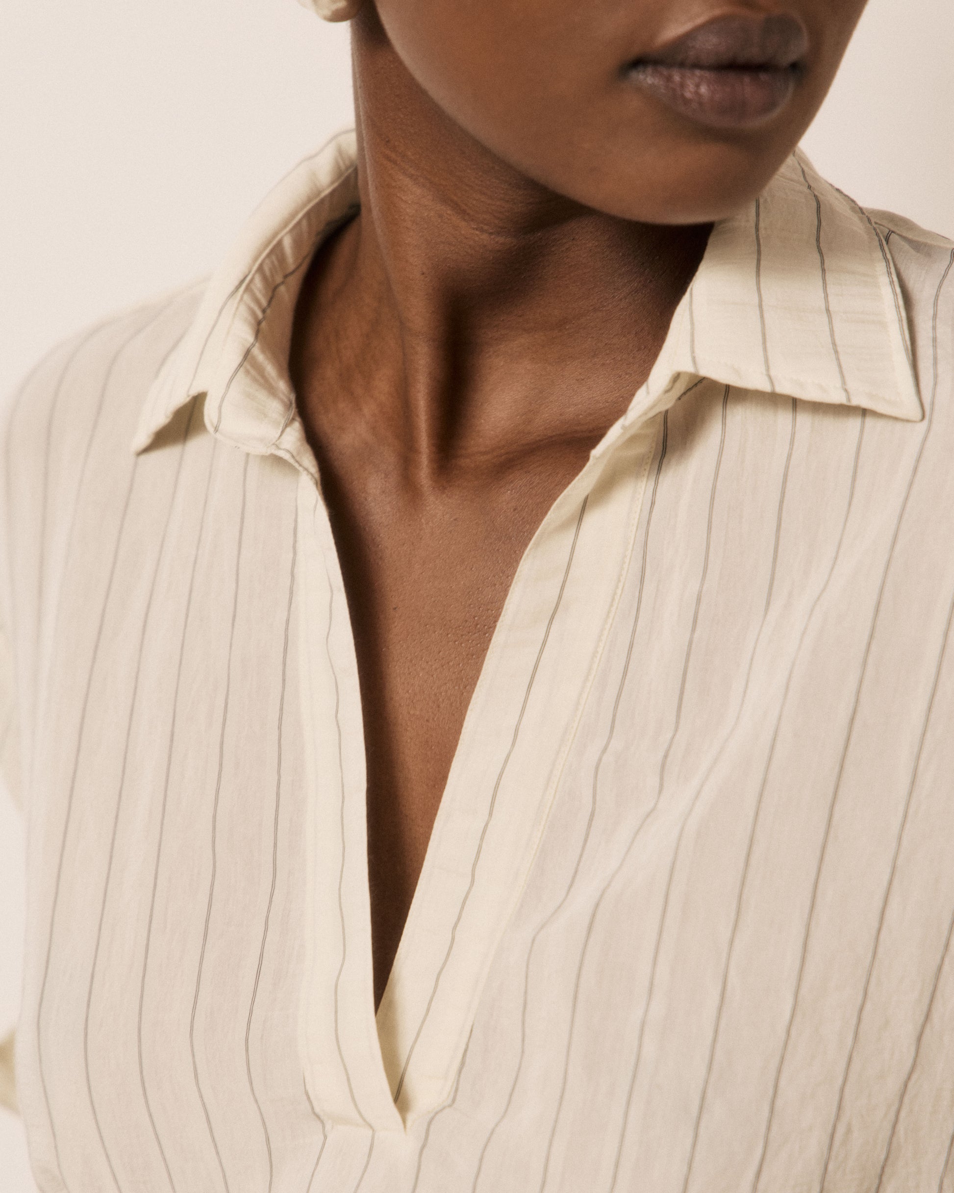 Blouse Femme en Viscose à Rayures Blanc & Noir Chorus