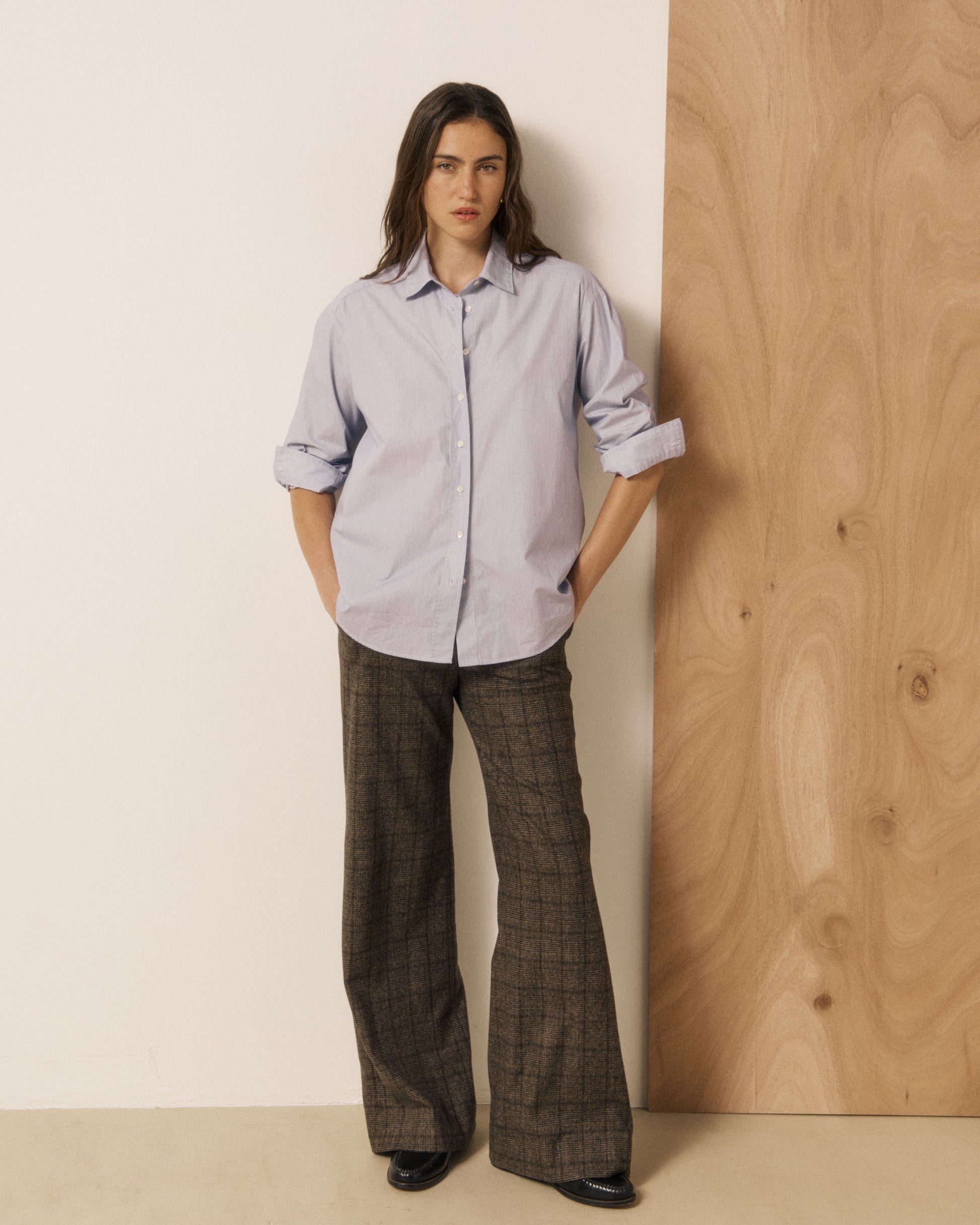 Chemise Femme en Coton à Rayures Bleu Cinema