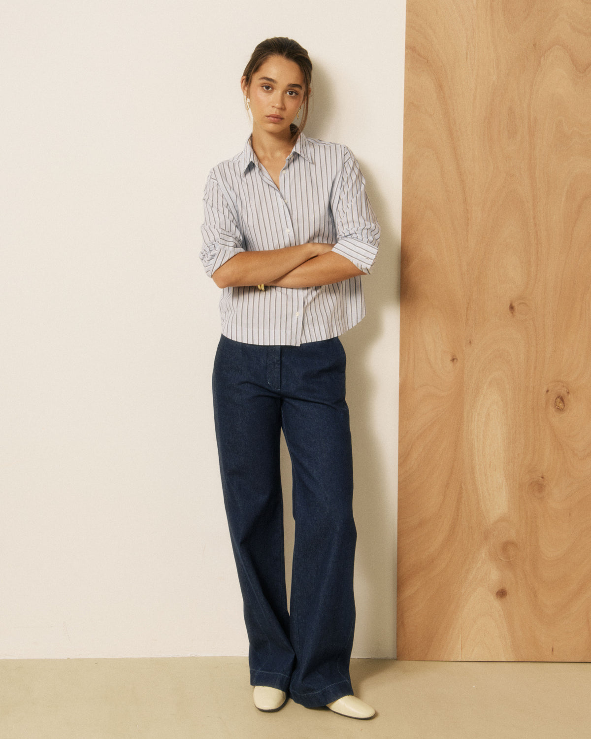 Chemise Femme en Popeline à Rayures Bleu Nuit Clove
