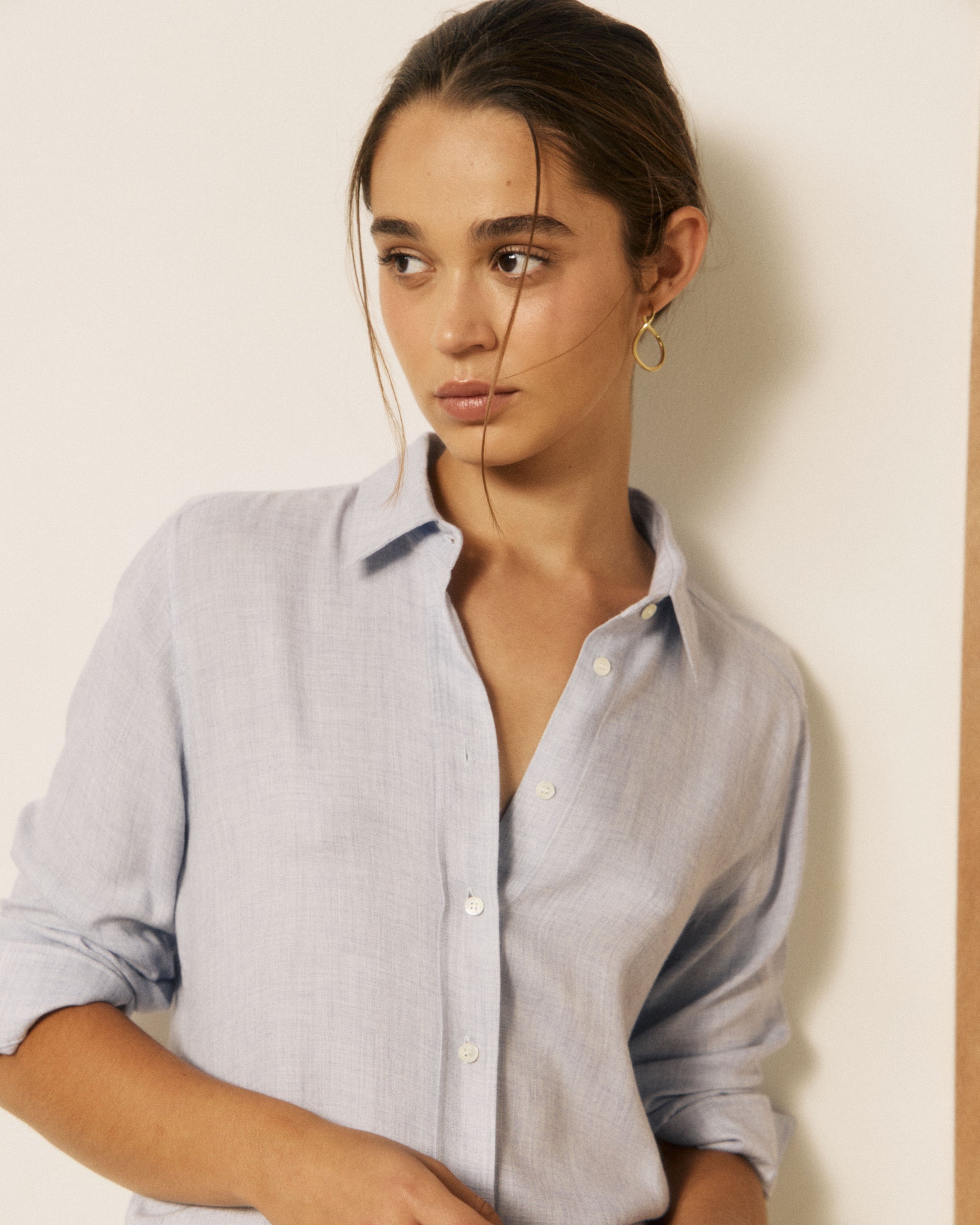 Chemise Femme en Viscose & Laine Bleu Coraz