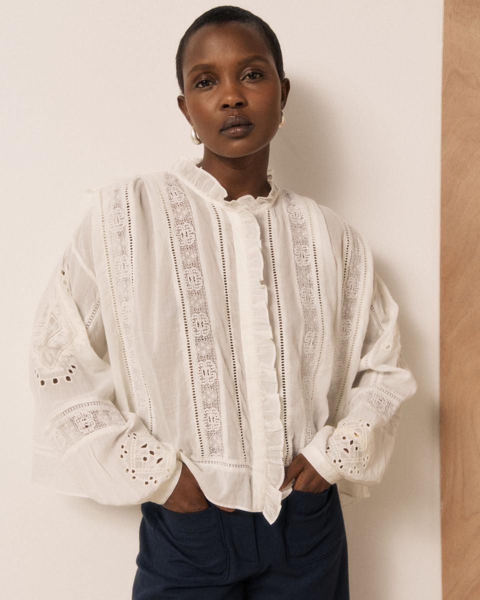 Chemise Femme en Voile de Coton & Broderies Ecru Calie - Image principale