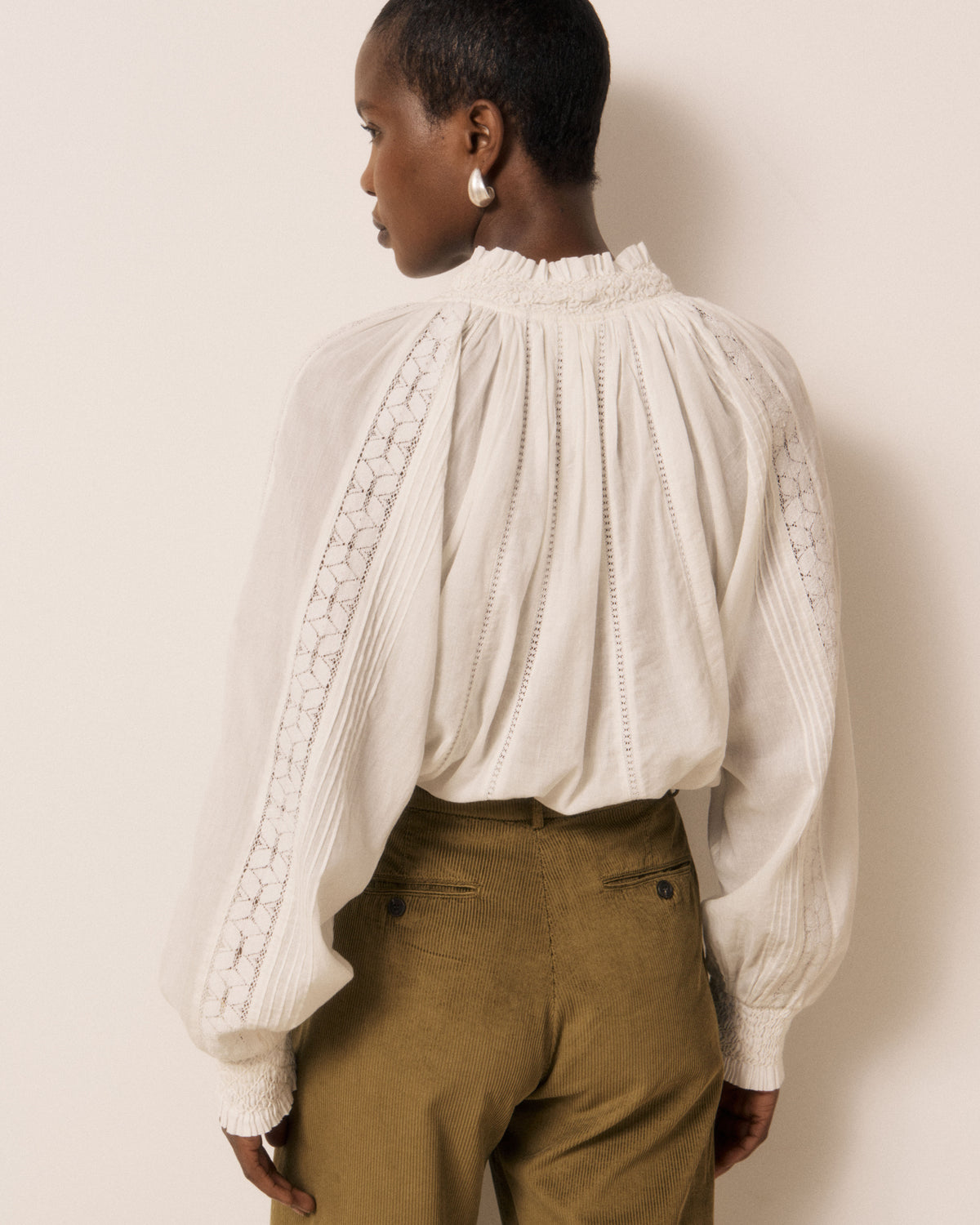 Blouse Femme en Voile de Coton & Broderies Ecru Coline