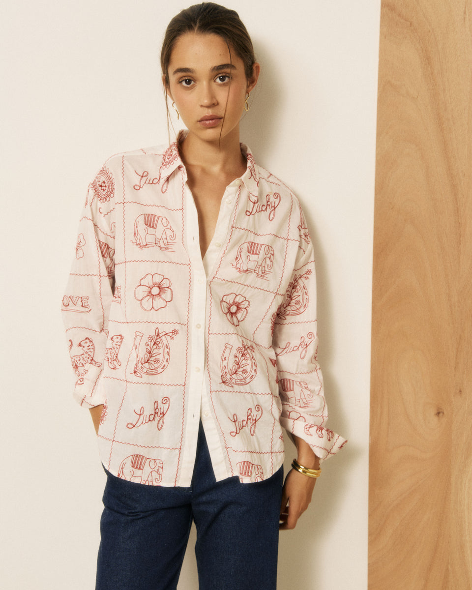 Chemise femme en Voile de Coton & Broderies imprimé Ecru Colorado - Image principale
