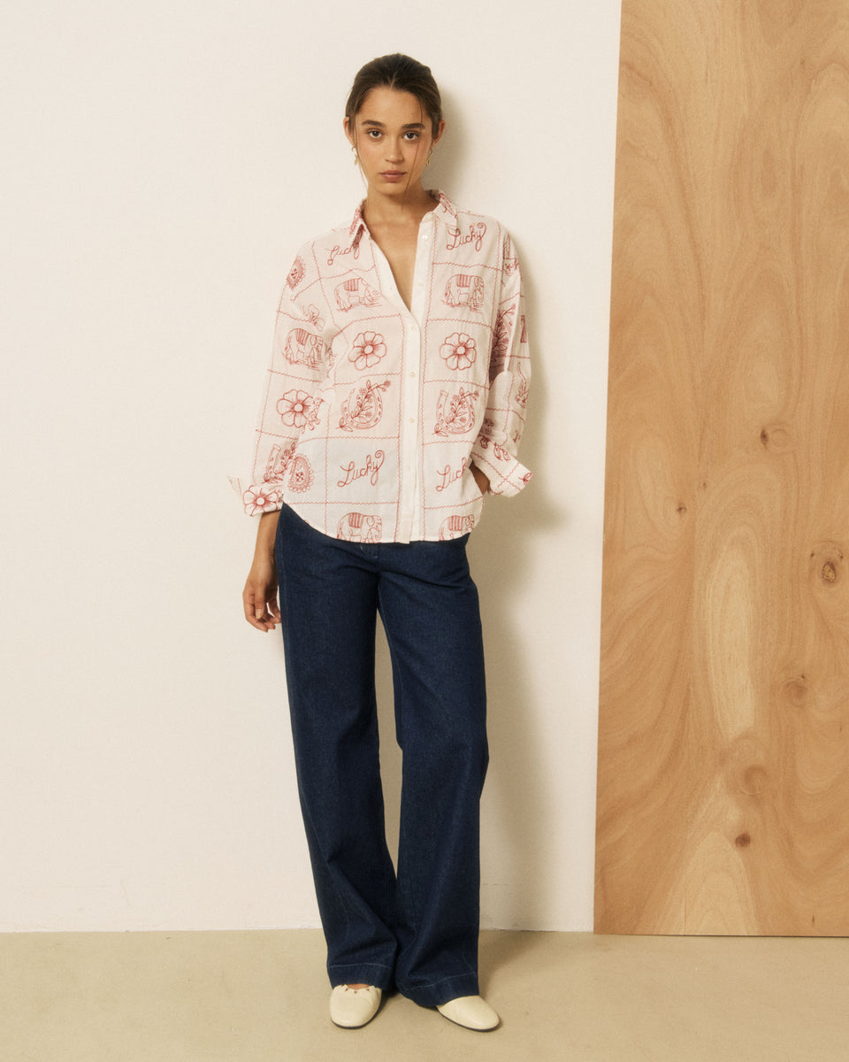 Chemise femme en Voile de Coton & Broderies imprimé Ecru Colorado - Image 3