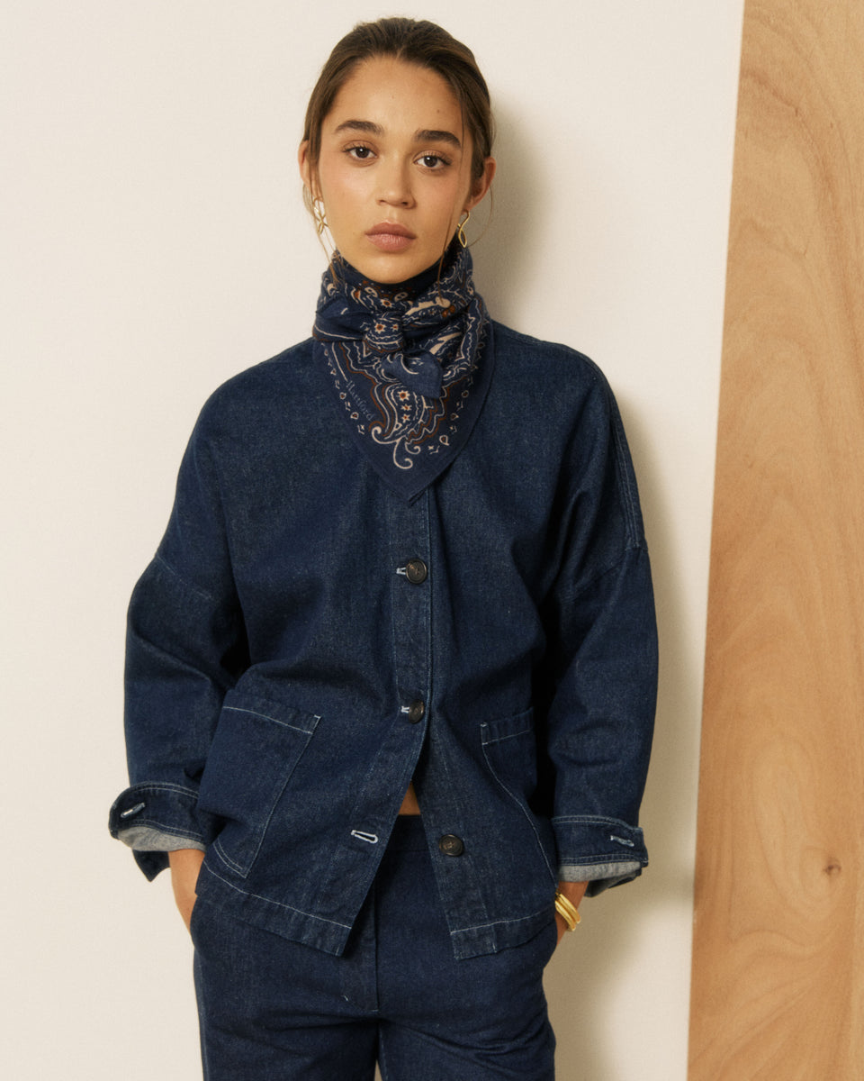 Bandana Women's Navy Blue Paisley Print Wool Scarf - Image 2