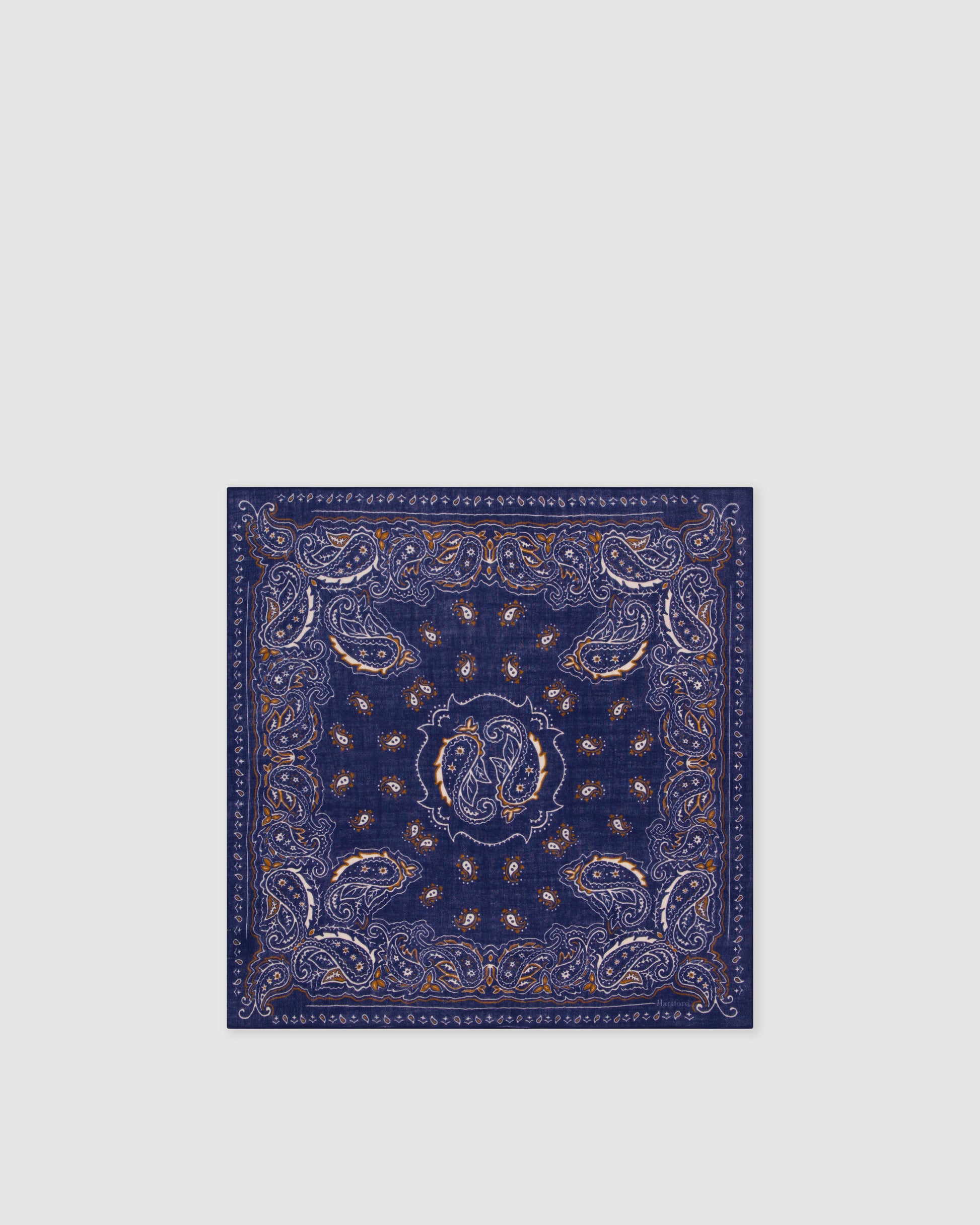 Echarpe Femme en Laine imprimé Bleu Marine Bandana