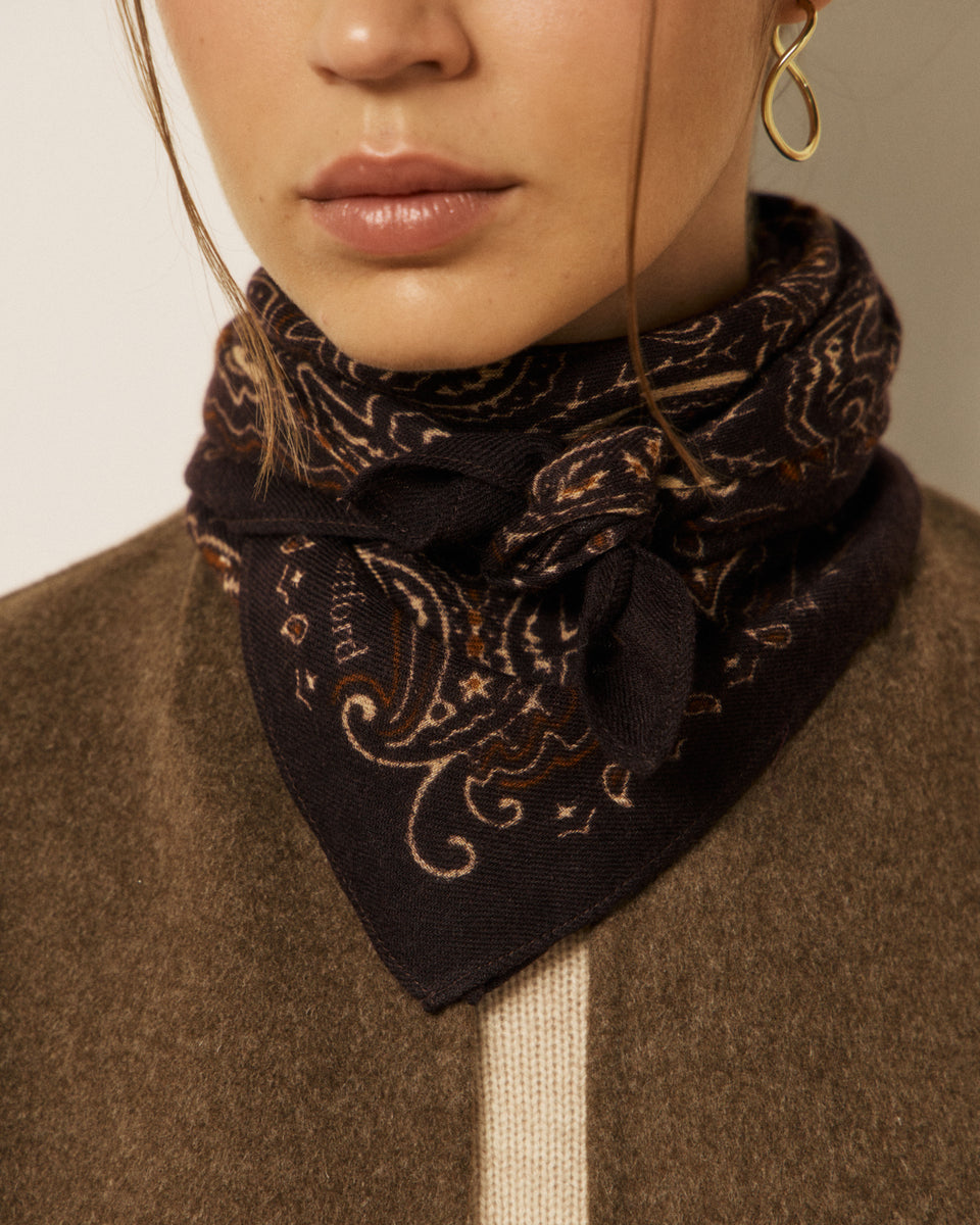 Echarpe Femme en Laine imprimé Chocolat Bandana - Image 3