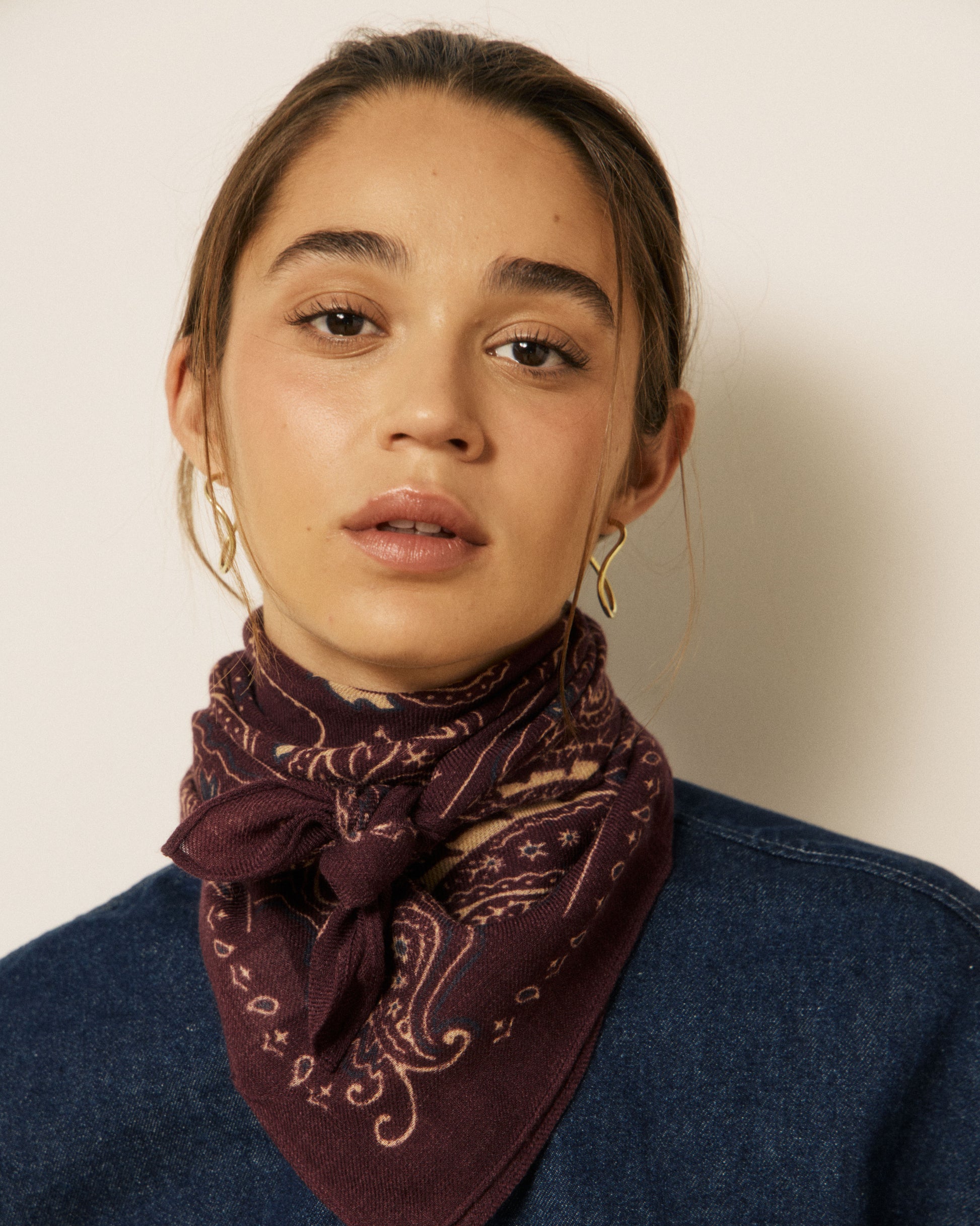 Echarpe Femme en Laine imprimé Bordeaux Bandana