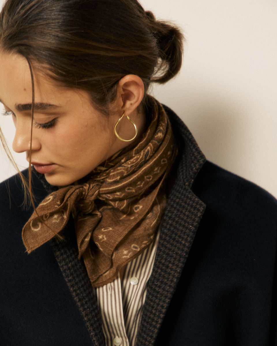 Echarpe Femme en Laine imprimé Taupe Bandana - Image 3