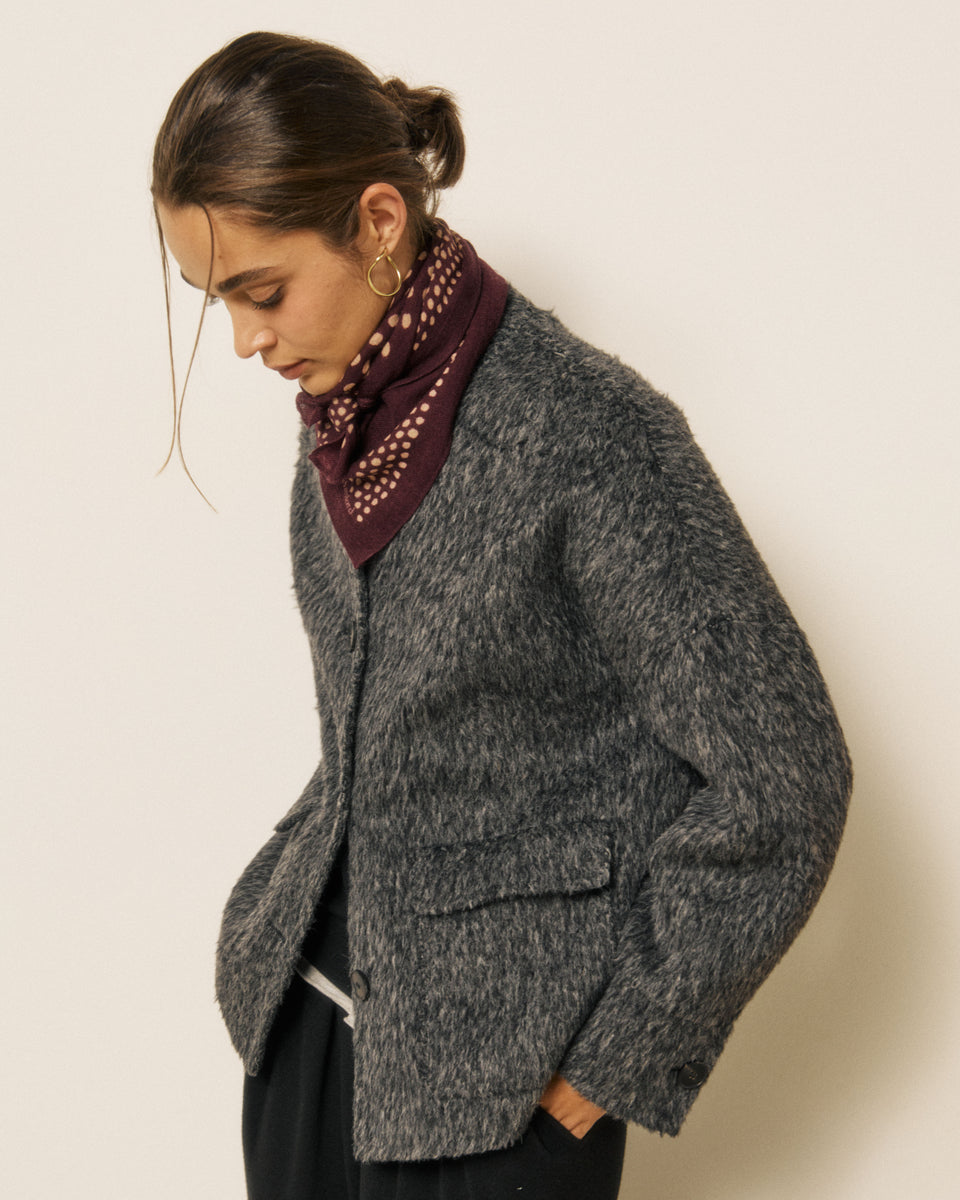 Echarpe Femme en Laine à Pois Bordeaux Bandana - Image principale