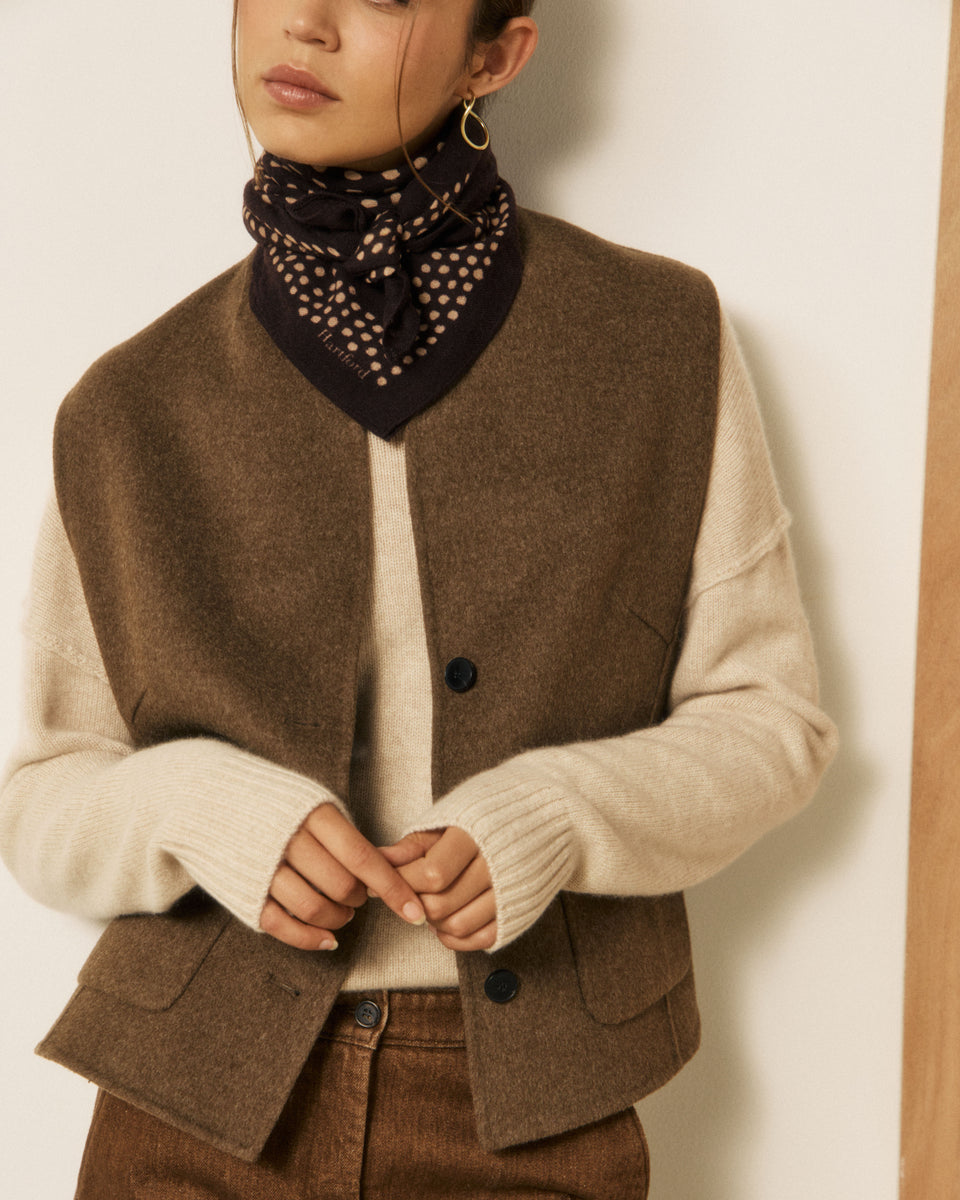 Echarpe Femme en Laine à Pois Chocolat Bandana - Image principale
