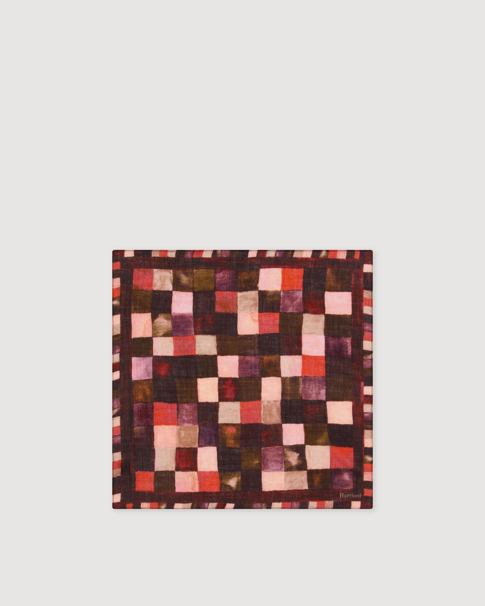 Echarpe Femme en Laine imprimé Géométrique Rose Bandana