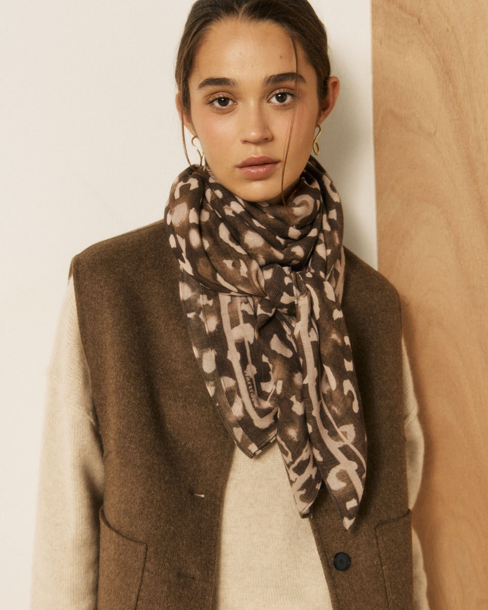 Women's Camo Green Leopard Print Wool Scarf - Image 2