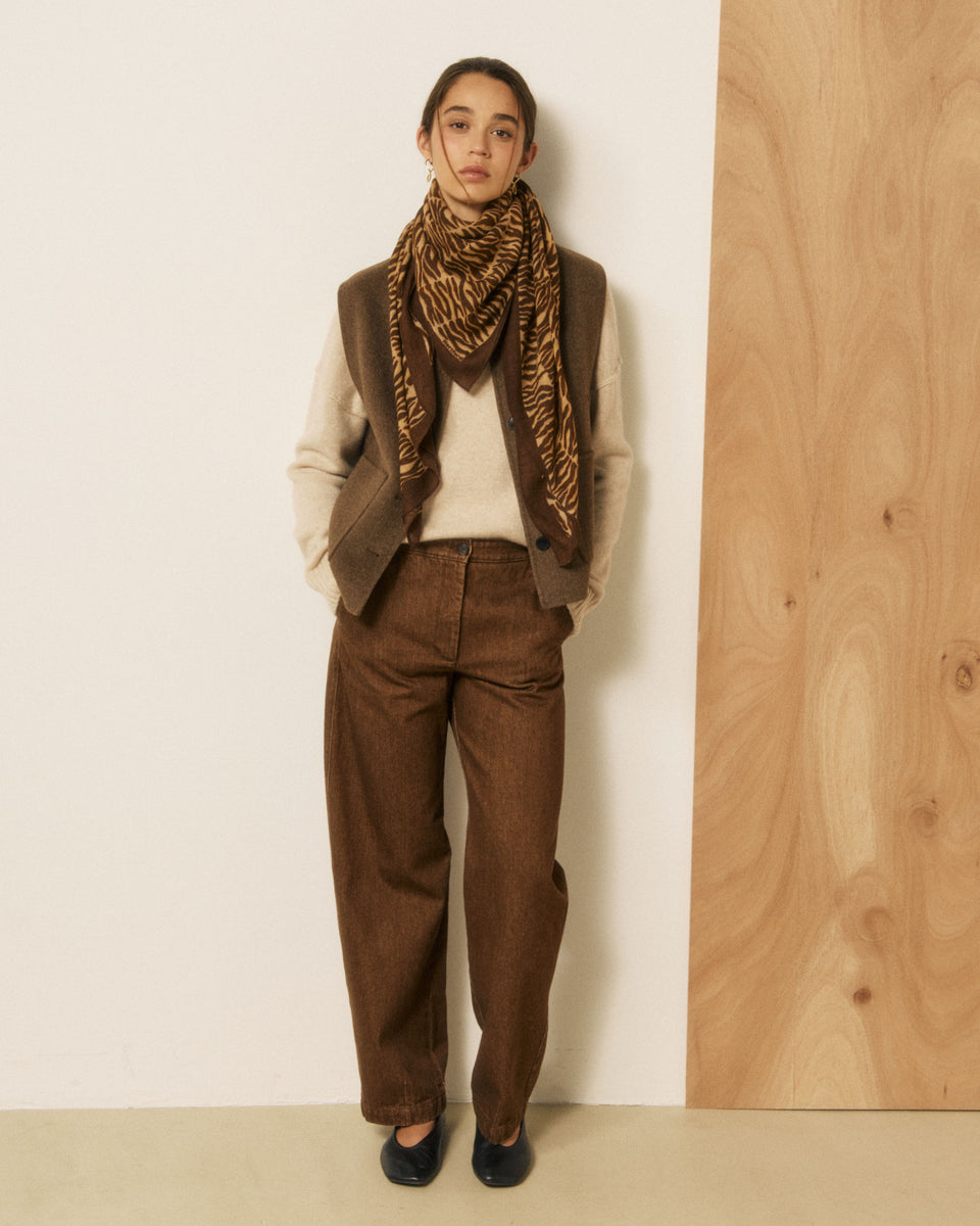 Echarpe Femme en Laine Zèbre Camel - Image 3