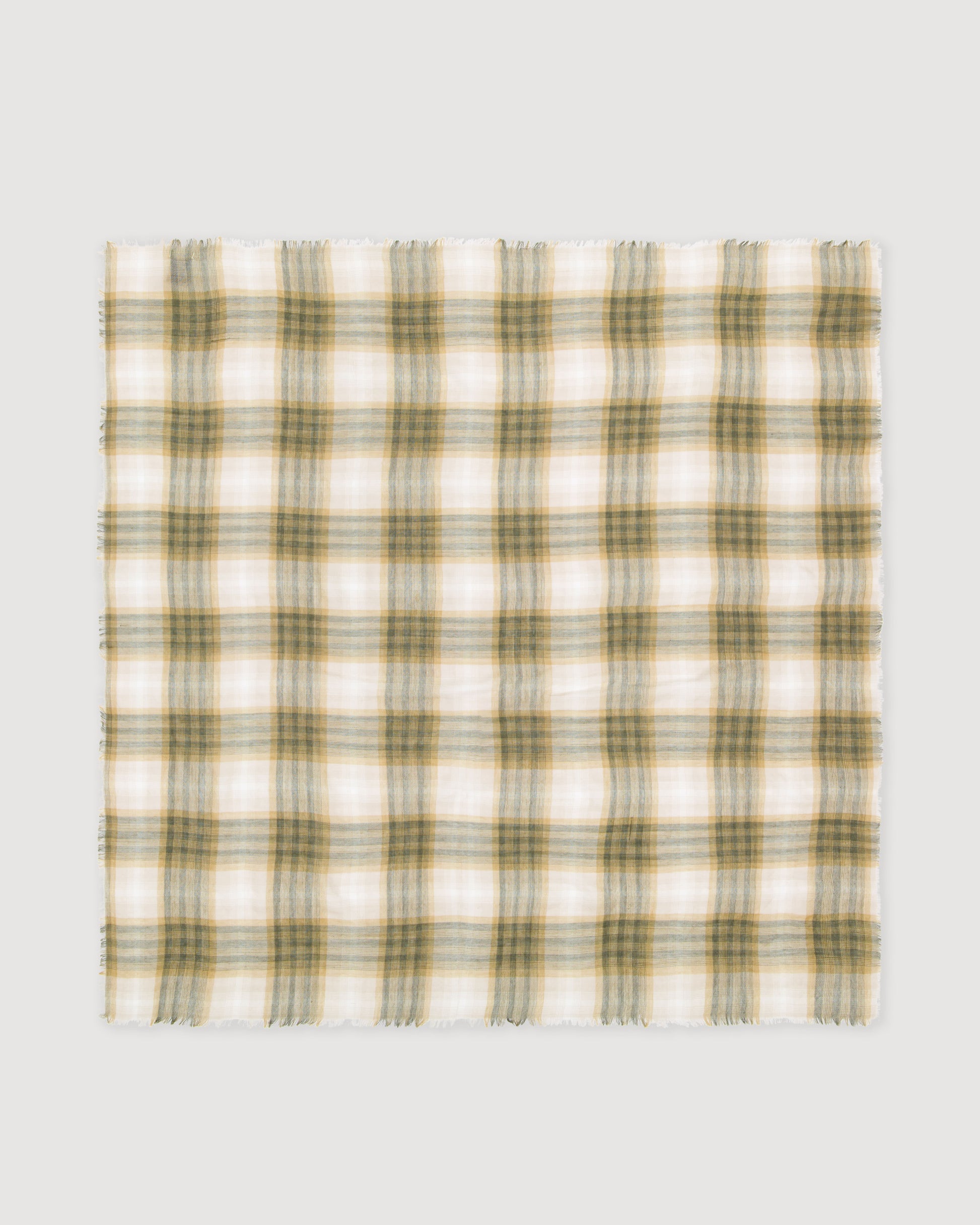 Echarpe Femme en Laine à Carreaux Beige & Vert