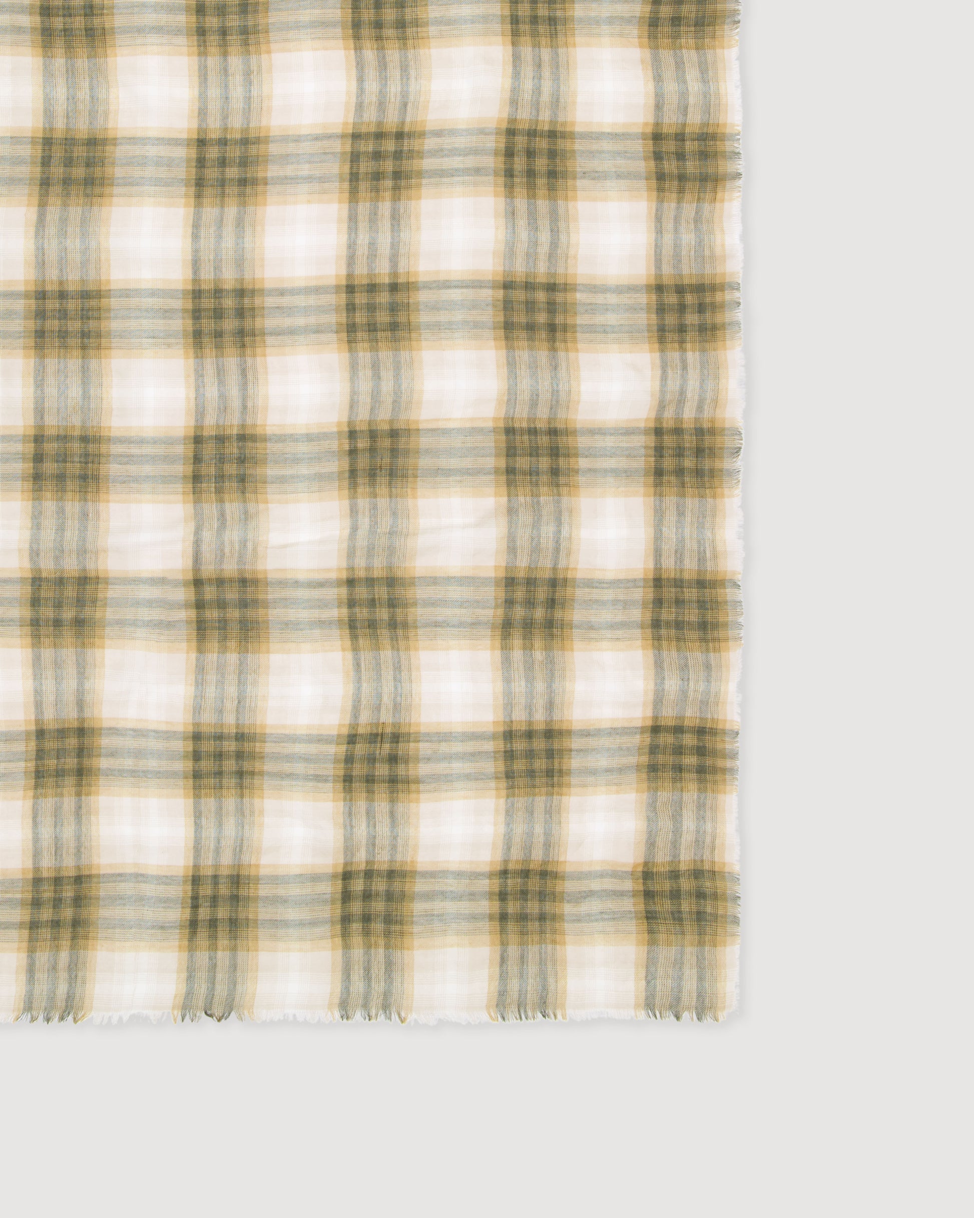Echarpe Femme en Laine à Carreaux Beige & Vert