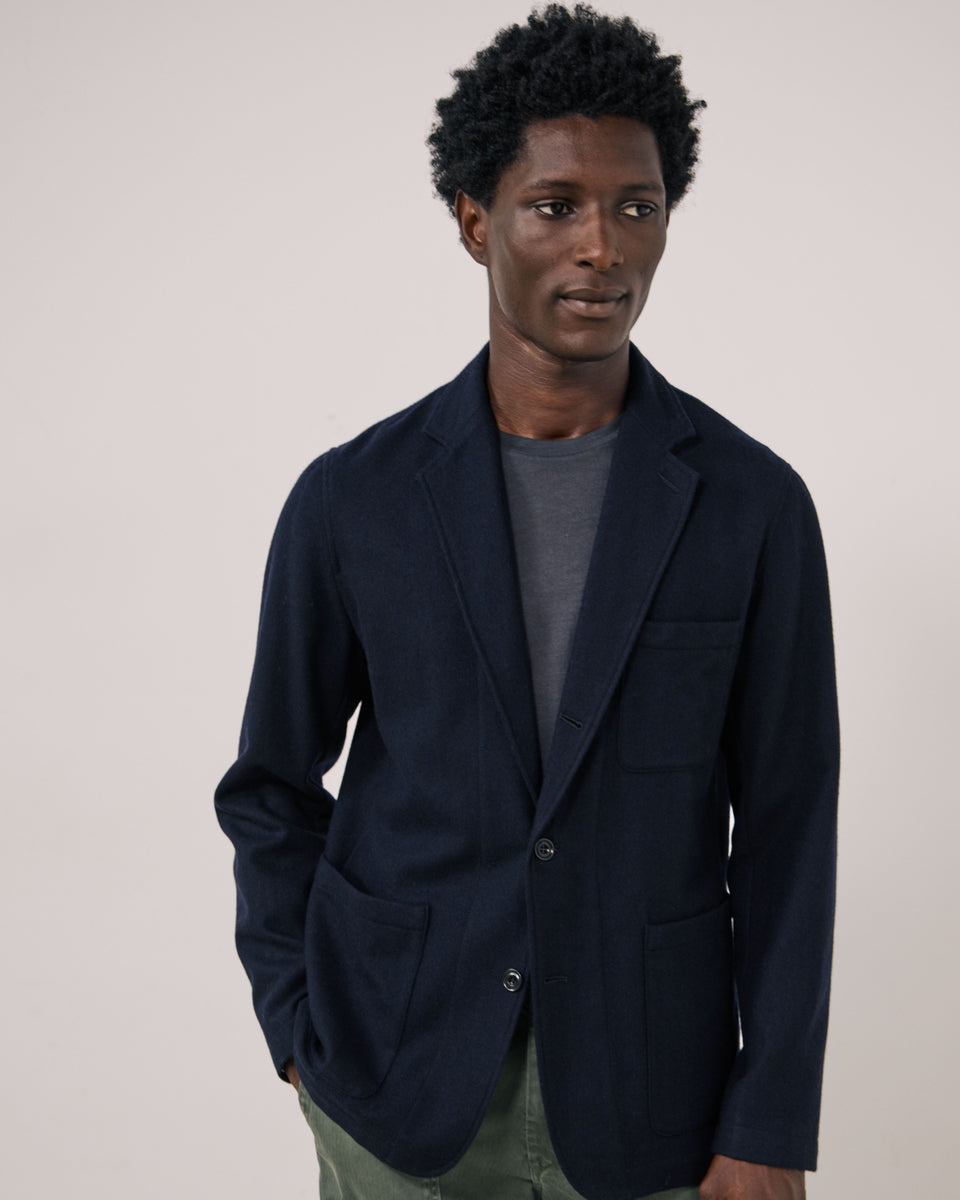 Veste Homme en Flanelle de laine Bleu Marine Julian - Image principale