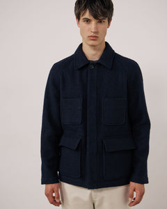 Veste Homme en Laine Vierge Bleu Marine Parton