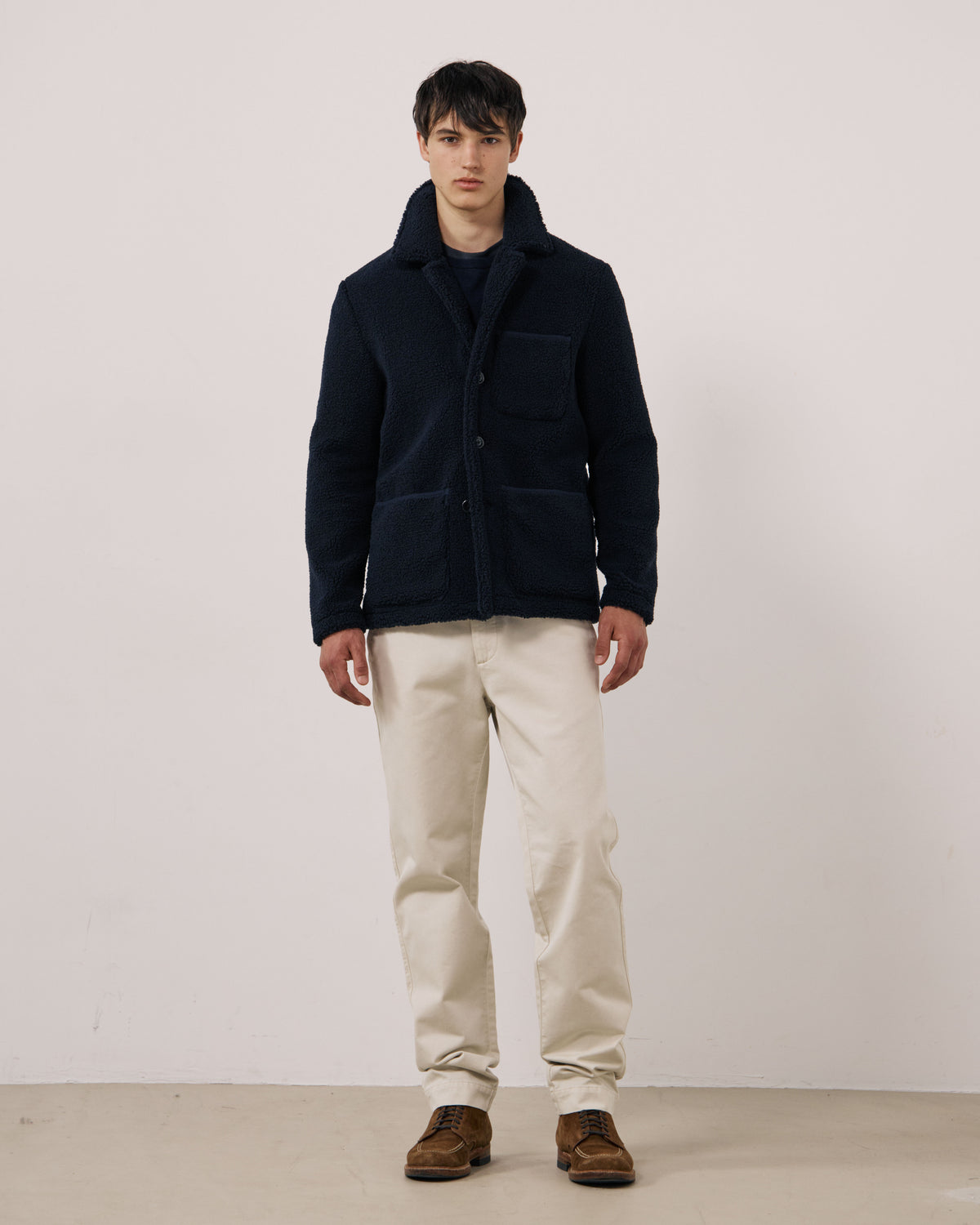 Veste Homme en Sherpa Bleu Marine Utility