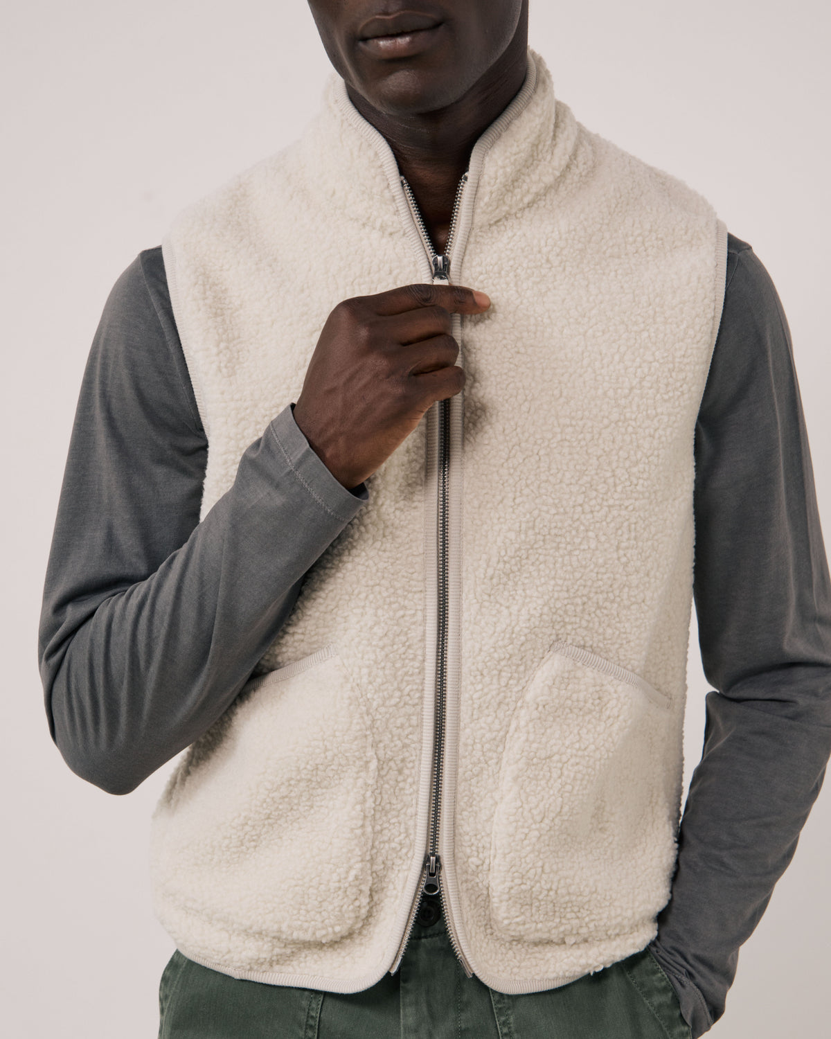 Gilet Homme en Sherpa Ecru Basta