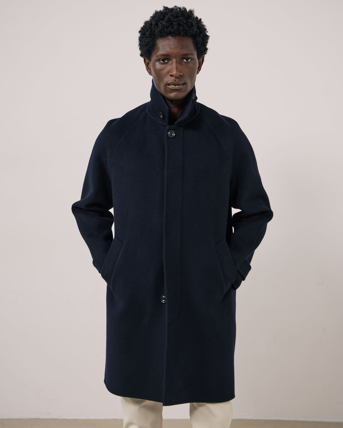 Manteau Homme en Laine Double Face Bleu Marine Graig