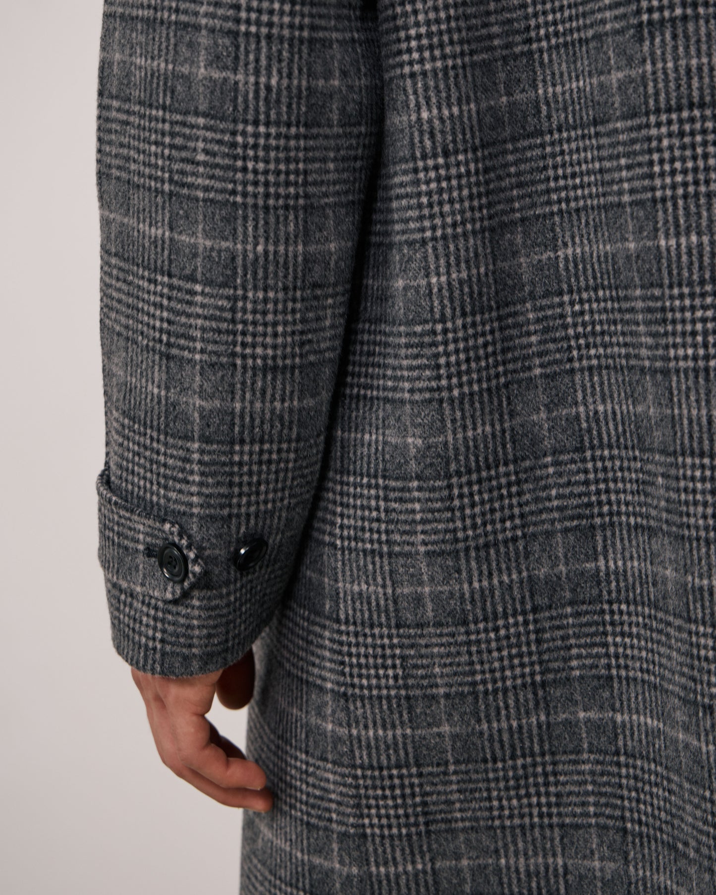 Manteau Homme en Laine Double Face à Carreaux Gris Graig