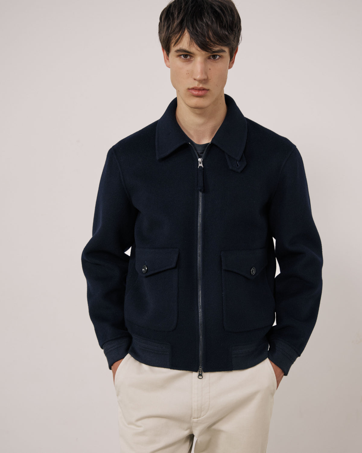 Blouson Homme en Laine Double Face Bleu Marine Doug