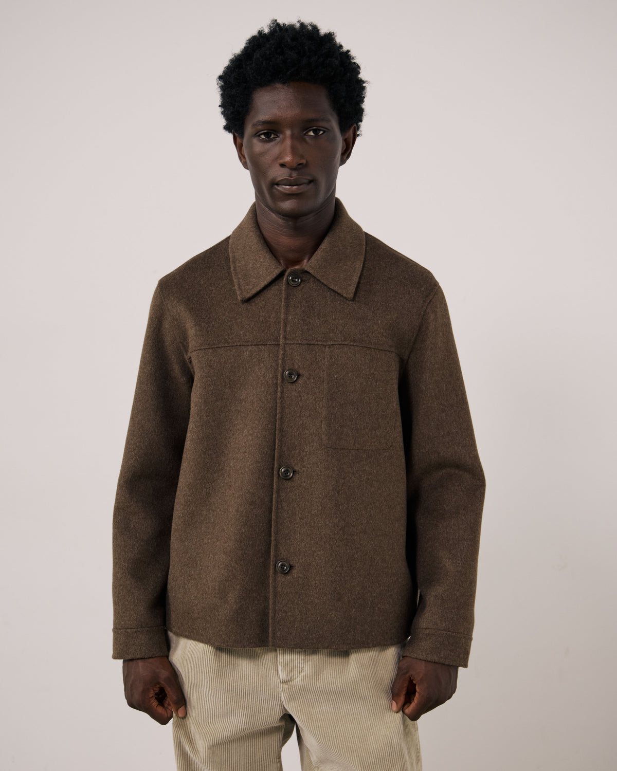 Veste Homme en Laine Double Face Marron Dary