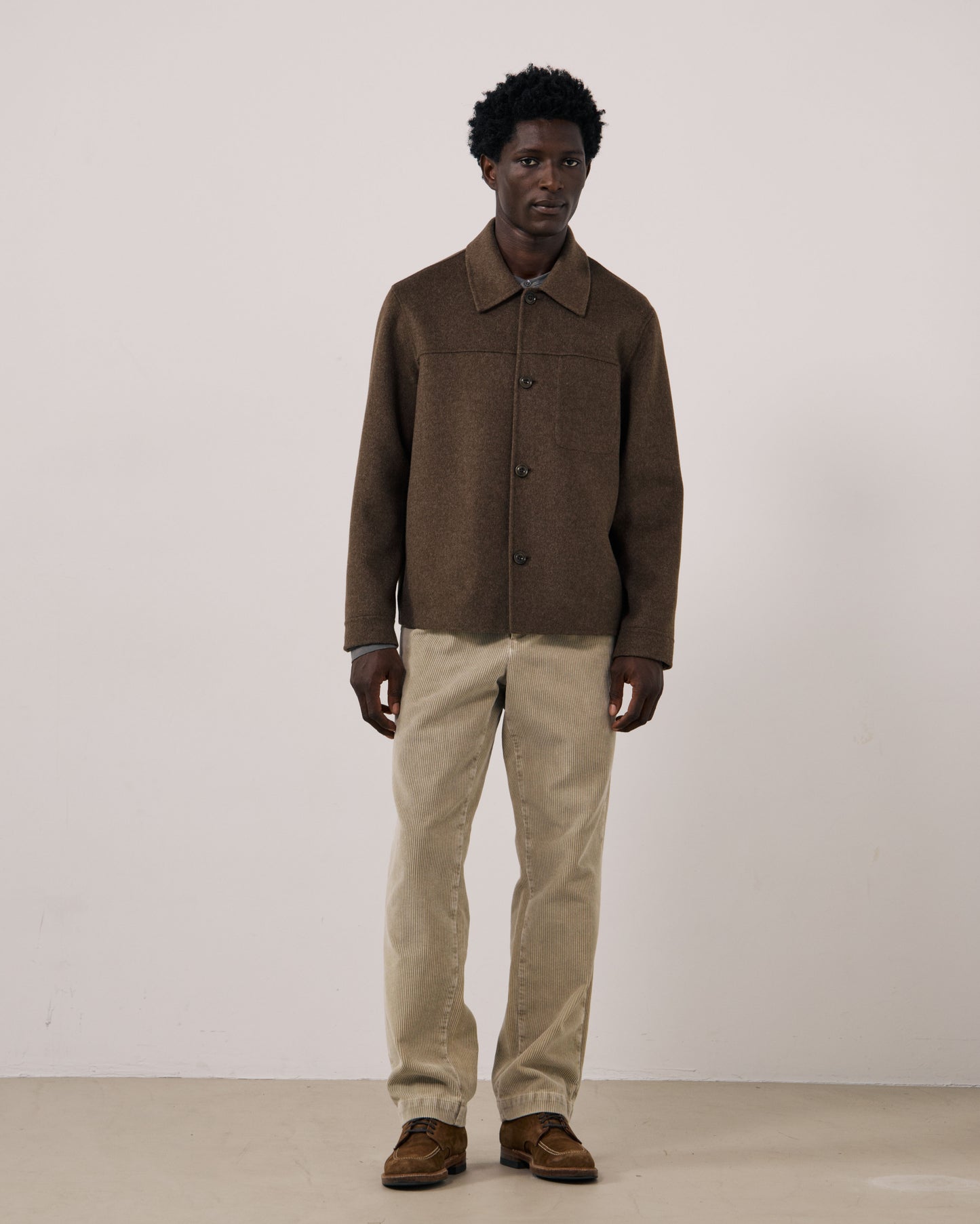 Veste Homme en Laine Double Face Marron Dary