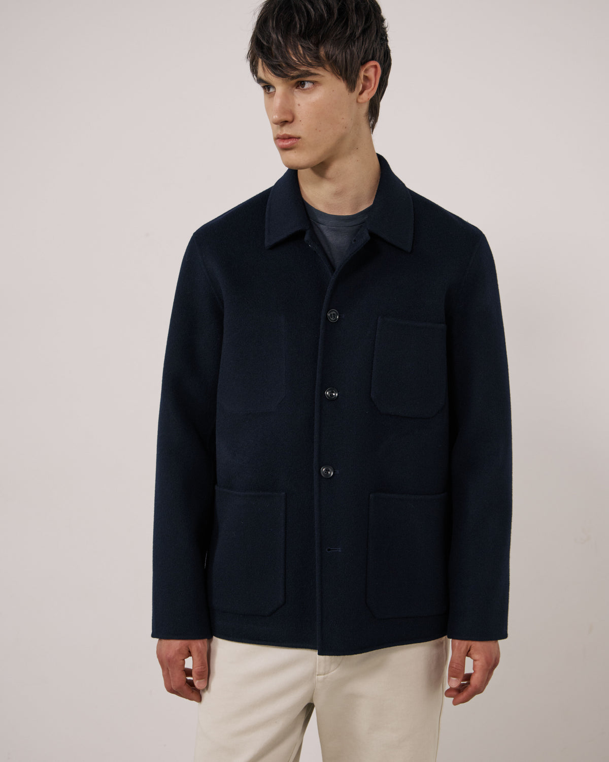 Veste Homme en Laine Double Face Bleu Marine Jay