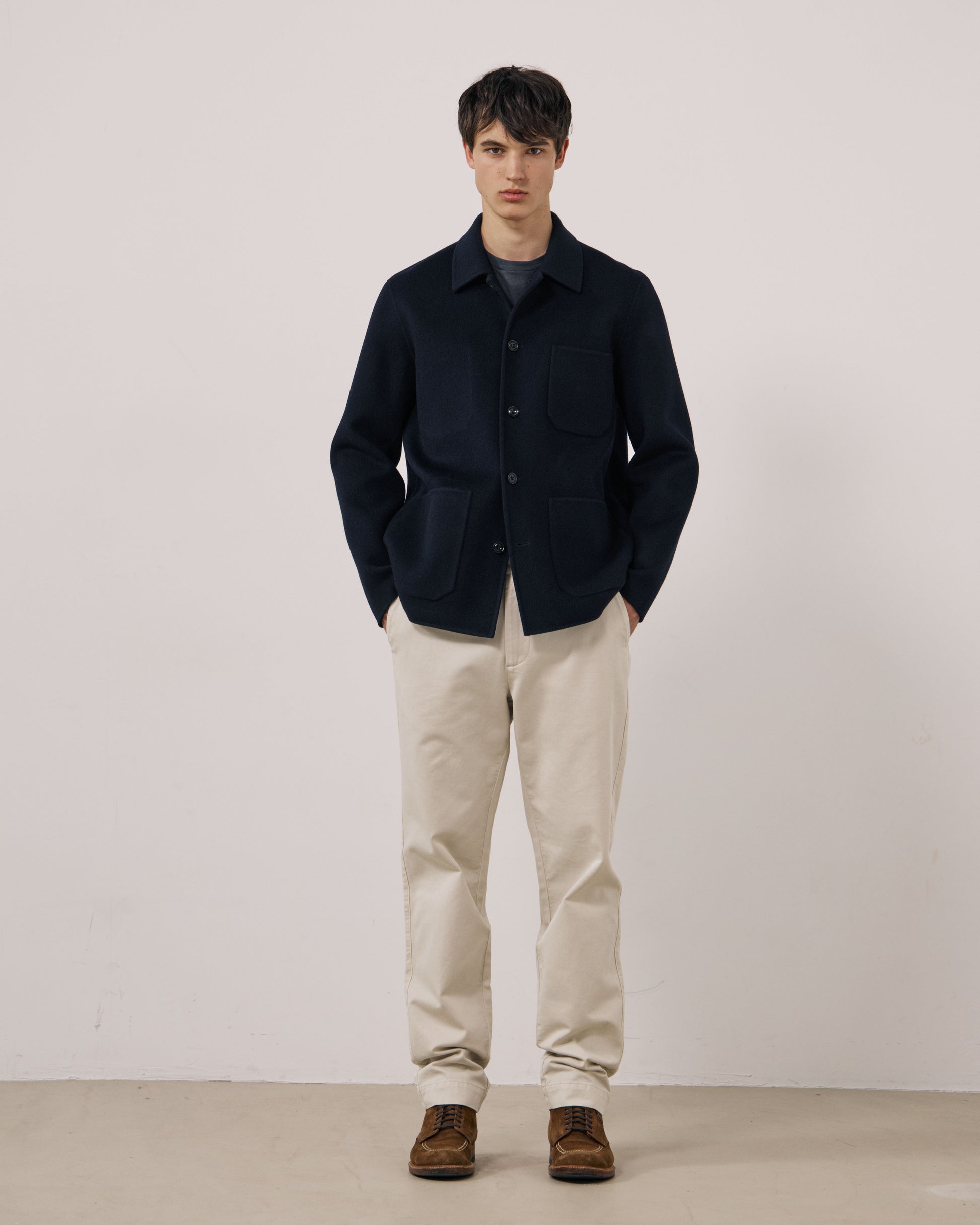 Veste Homme en Laine Double Face Bleu Marine Jay