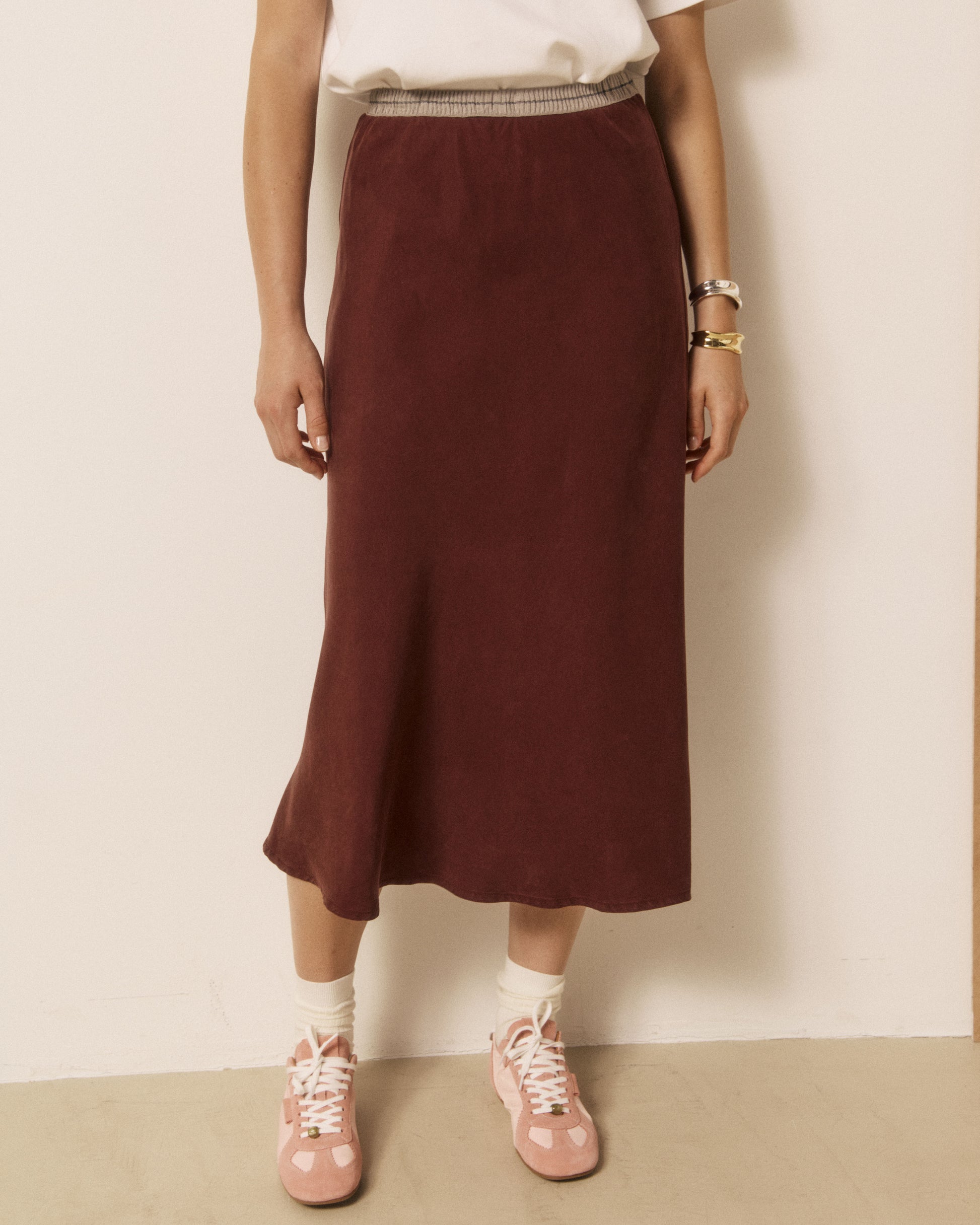 Jupe Femme en Lyocell Bordeaux Jima