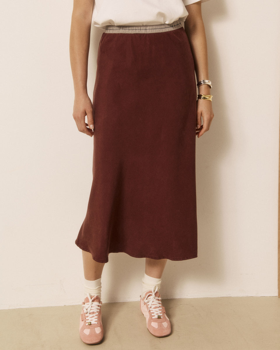 Jima Women's Burgundy Lyocell Skirt - Image 2
