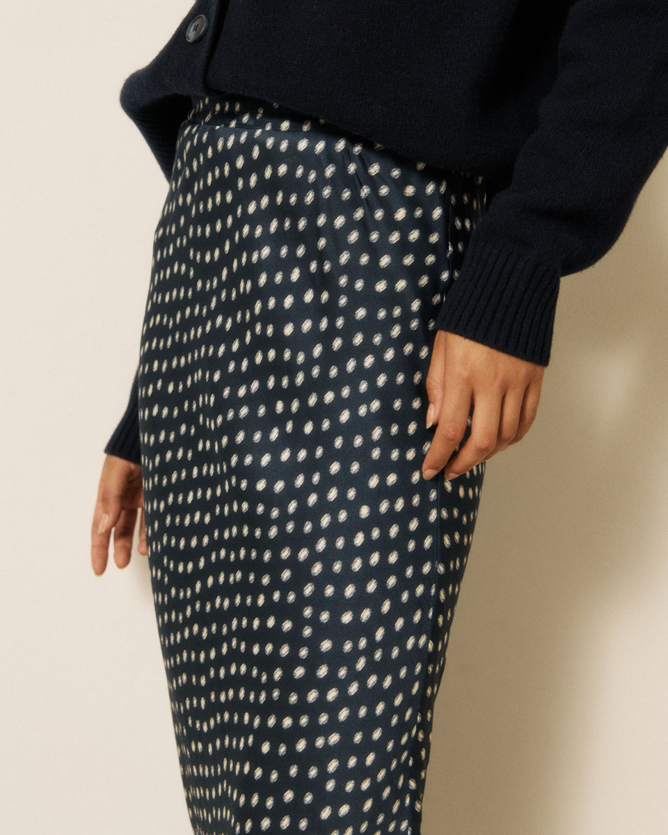 Jimo Women's Navy & White Polka Dot Viscose Skirt - Image 3