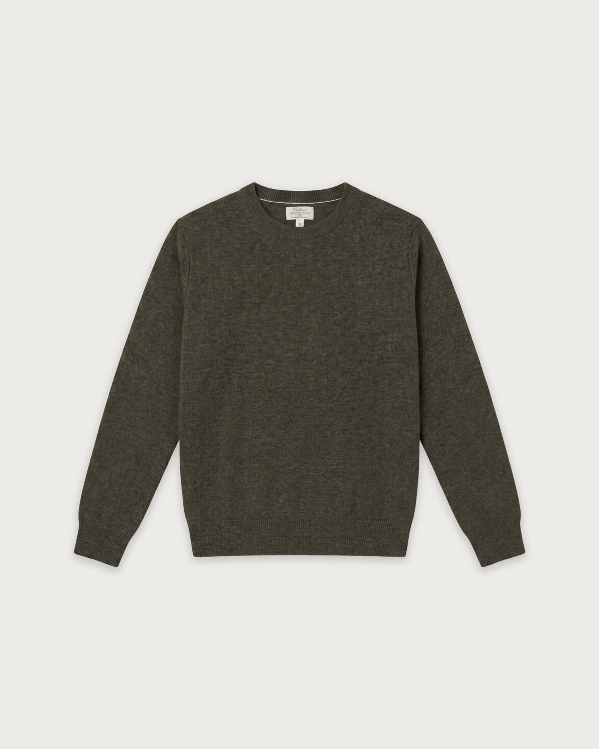 Pull Garçon en Laine & Cachemire Vert Militaire Crew