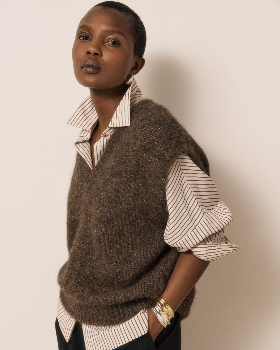 Miora Women's Chocolate Alpaca & Merino Wool Sweater - Image principale