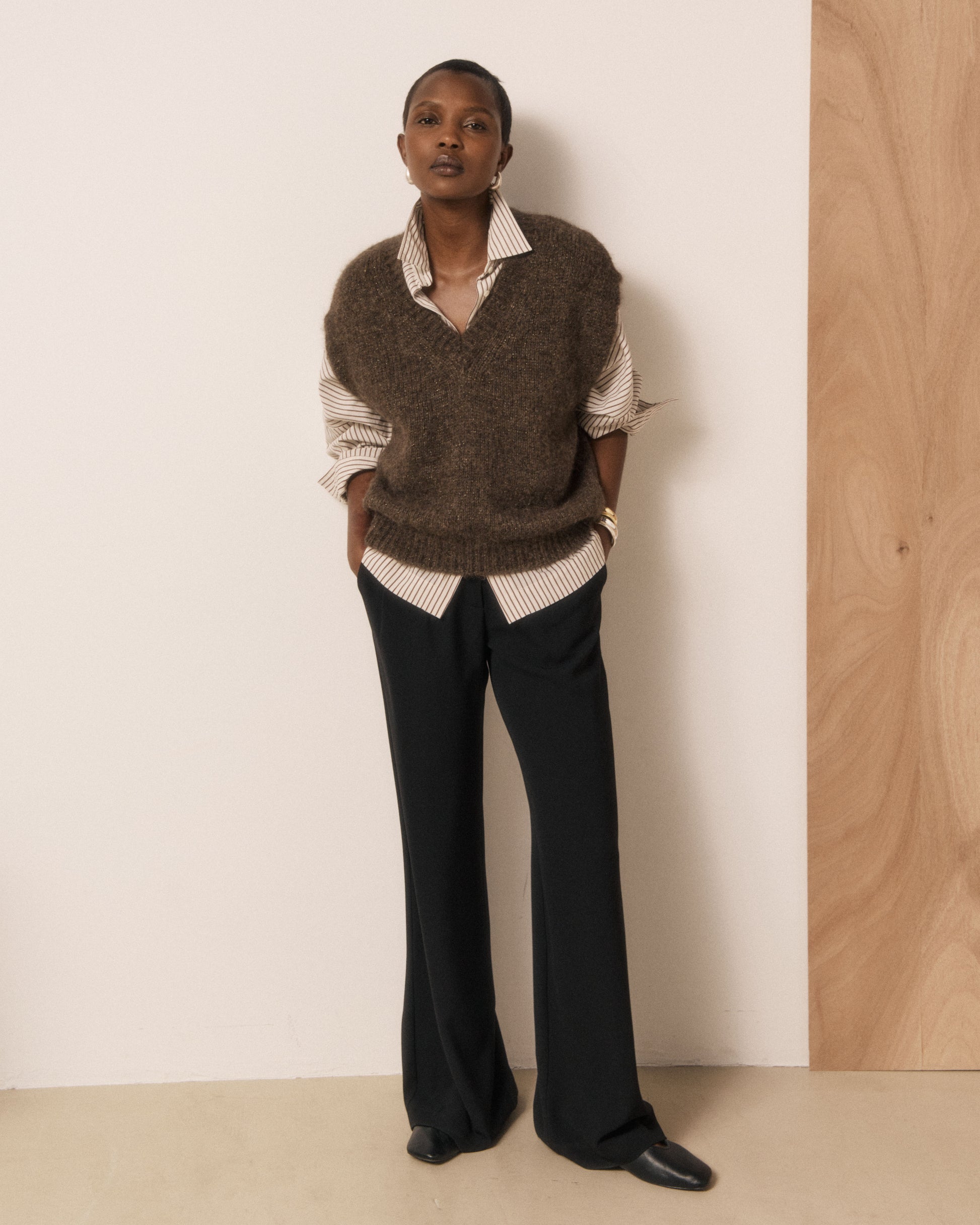 Pull Femme en Laine d'Alpaga & Mérinos Chocolat Miora