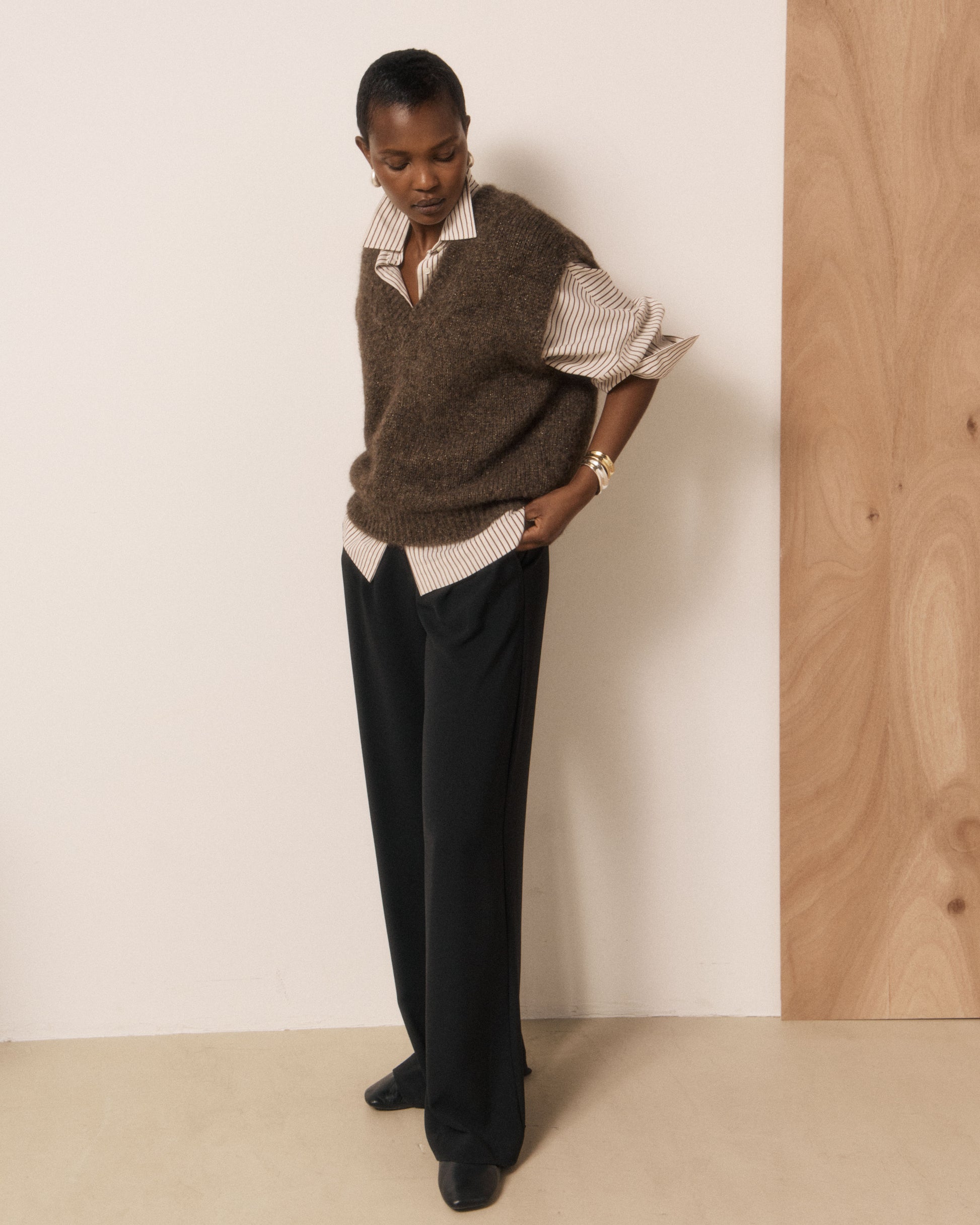 Pull Femme en Laine d'Alpaga & Mérinos Chocolat Miora