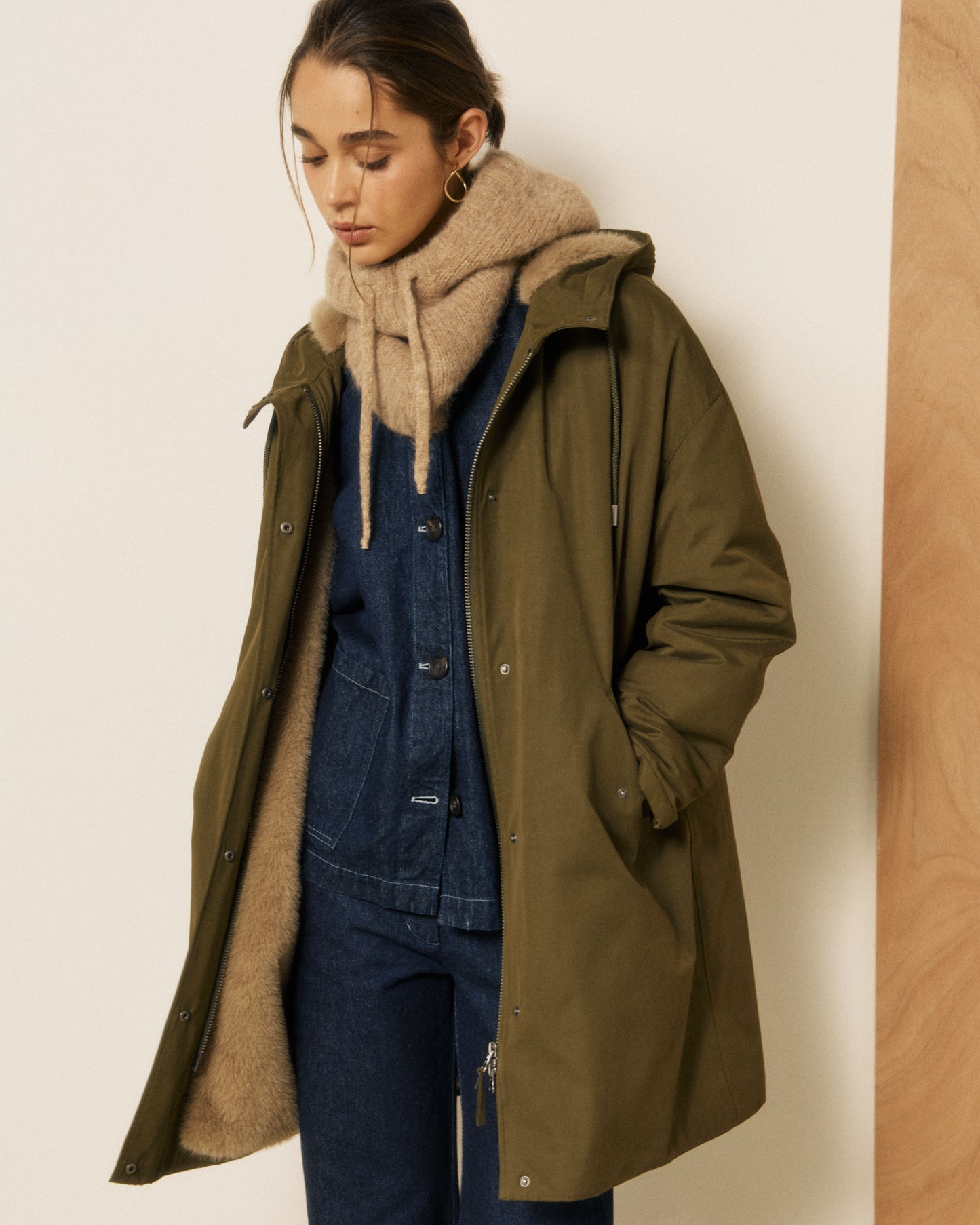 Cagoule Femme en Laine d'Alpaga & Mérinos Beige Meva