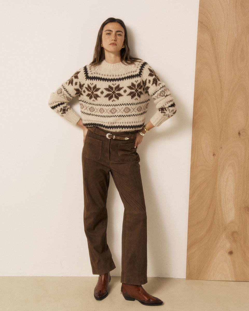 Matrye Women's Ecru Jacquard Alpaca Wool Sweater - Image 3