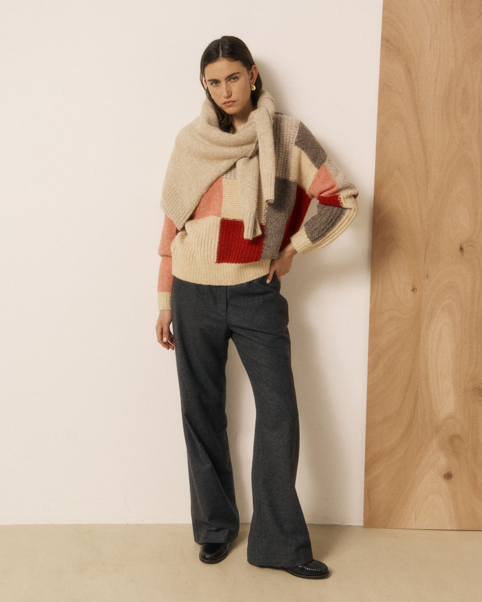 Marguerite Women's Red Patchwork Print Wool Blend Sweater - Image 2