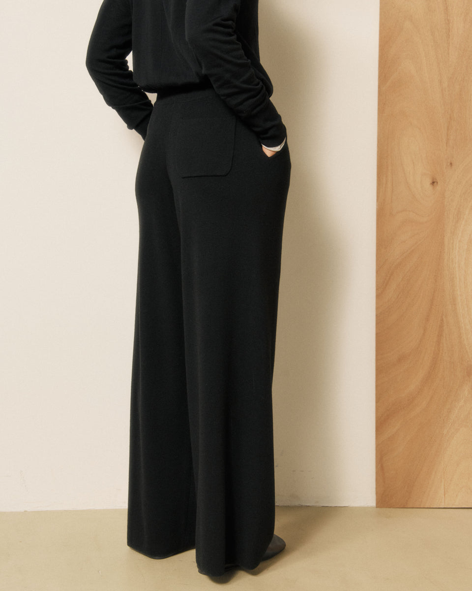 Pantalon Femme en Laine Mérinos Noir Mever - Image 3