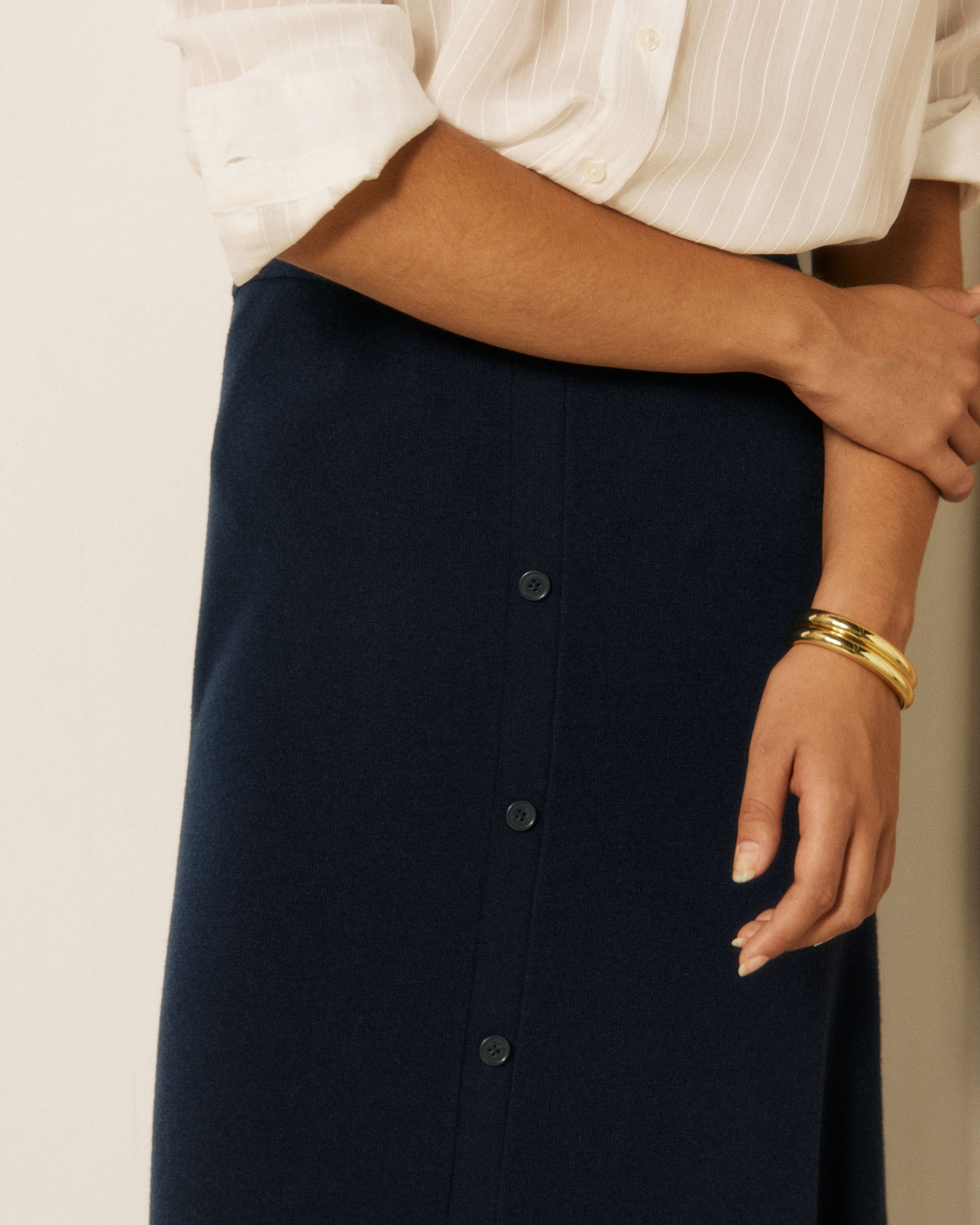Jupe Femme en Laine Mérinos Bleu Nuit Melka