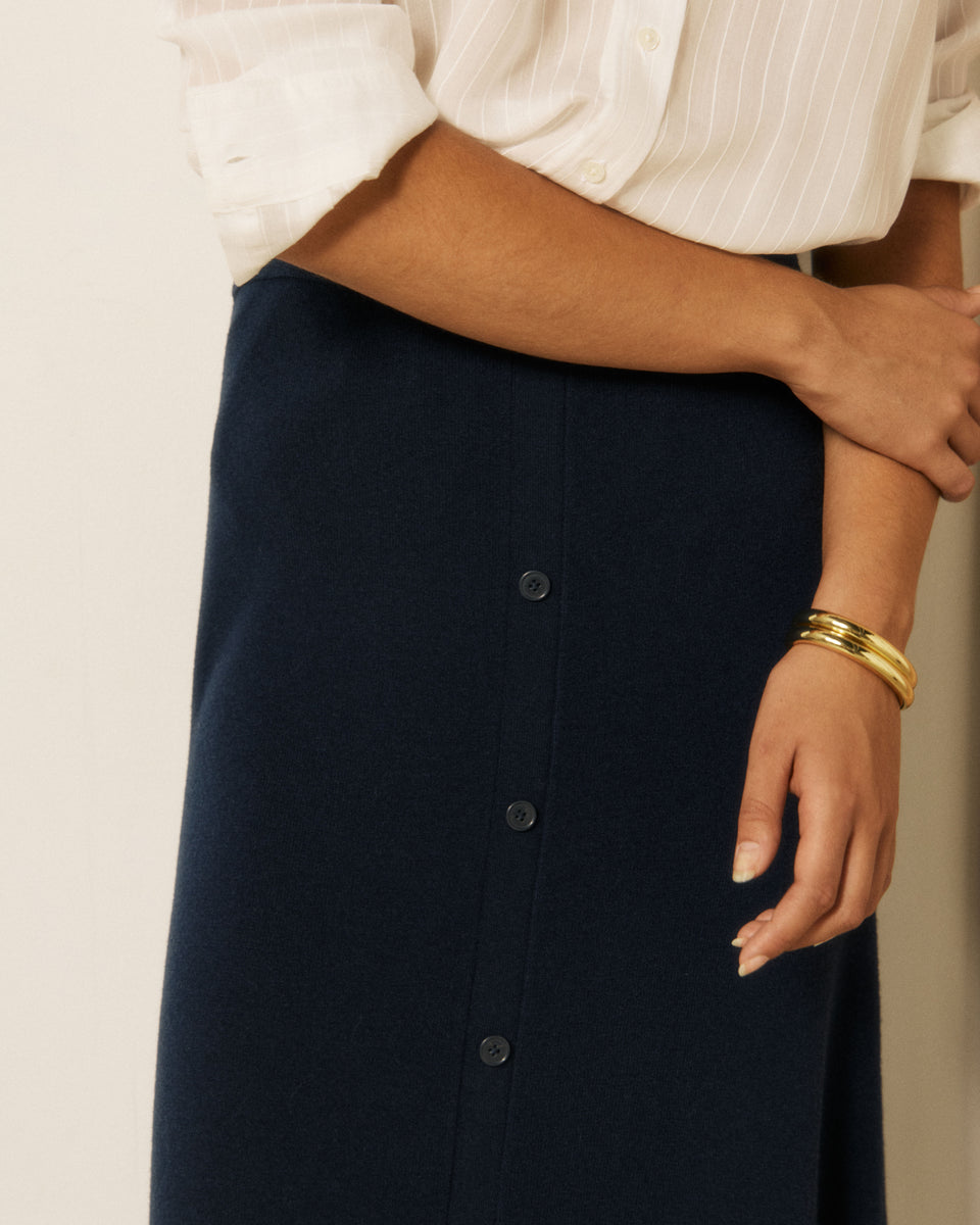 Melka Women's Midnight Blue Merino Wool Skirt - Image 3